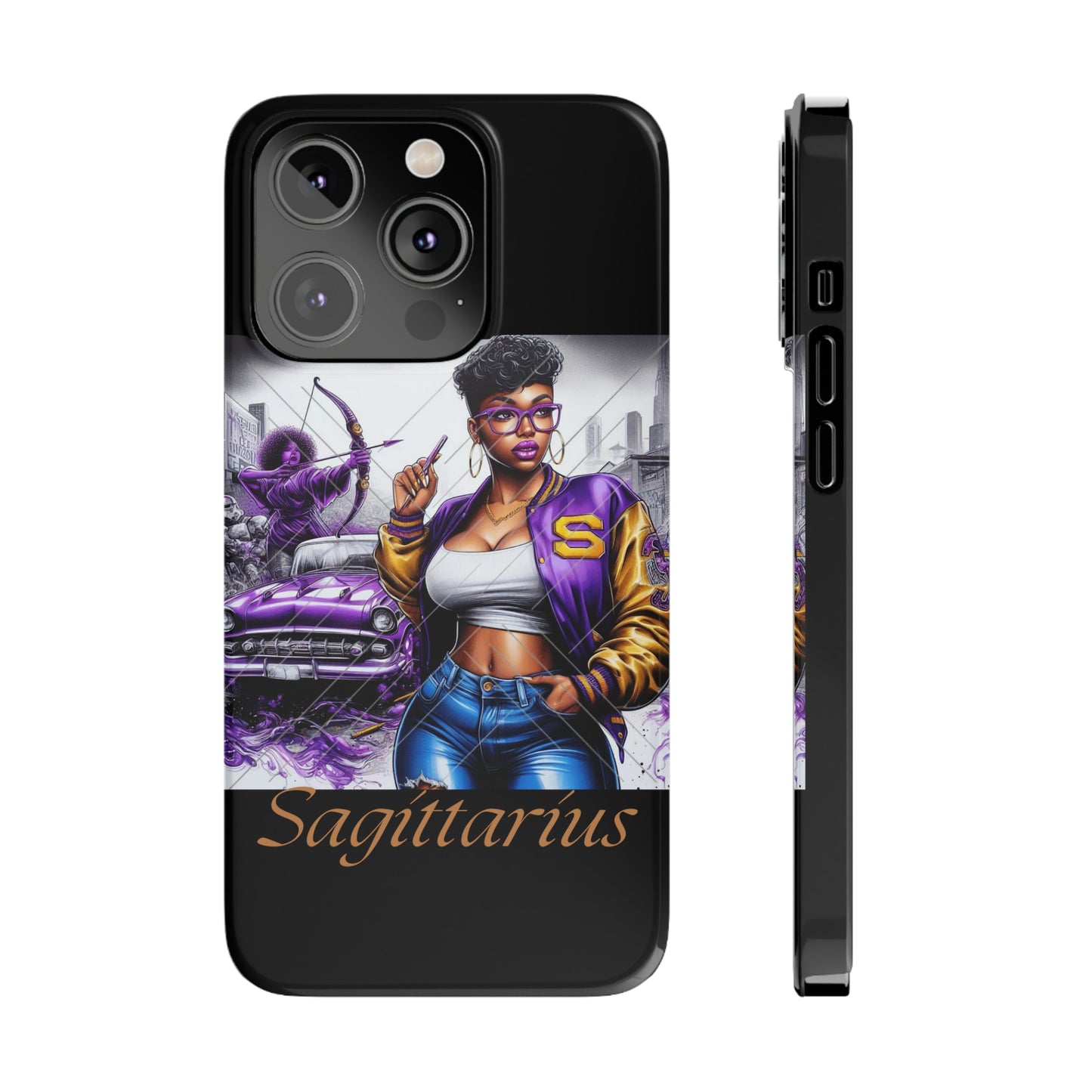 Sagittarius blk Slim Phone Cases - iPhone 14 Pro - Phone Case