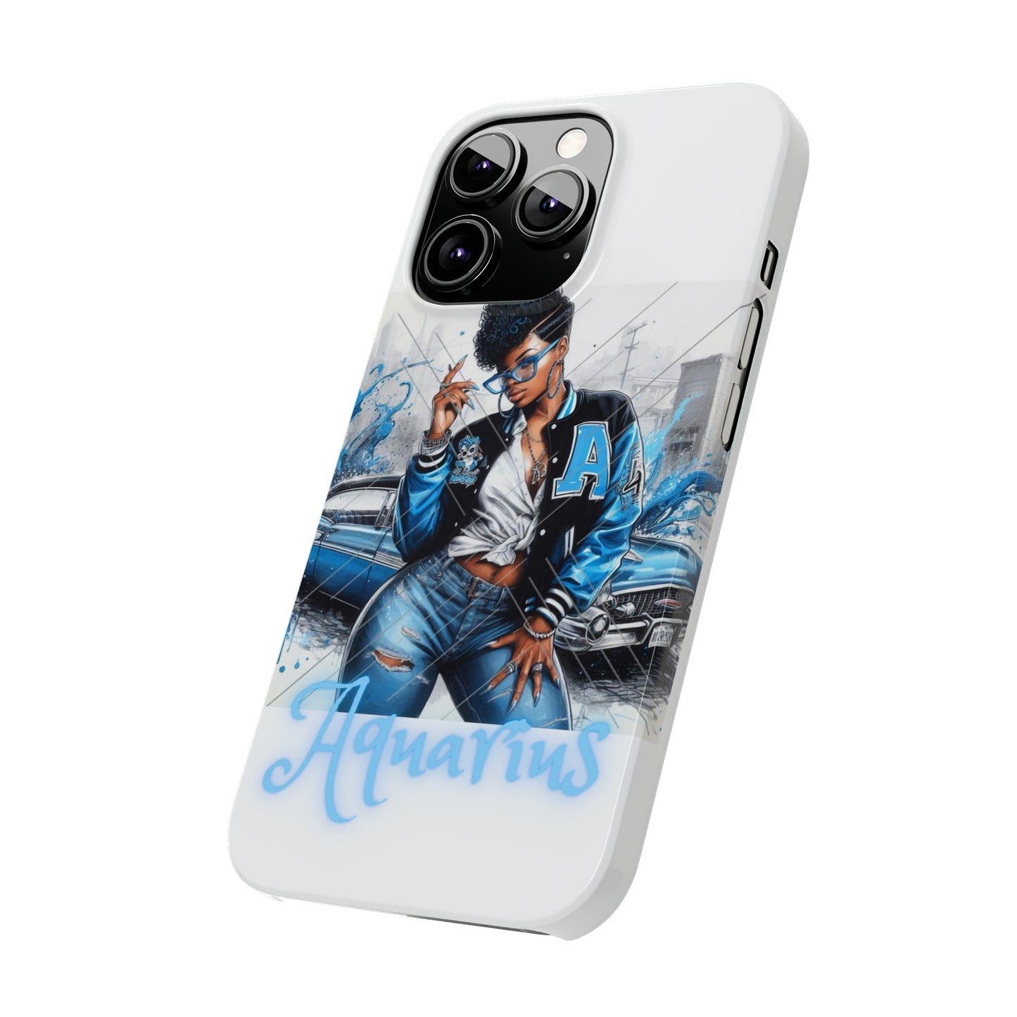 Aquarius white Slim Phone Cases - Phone Case