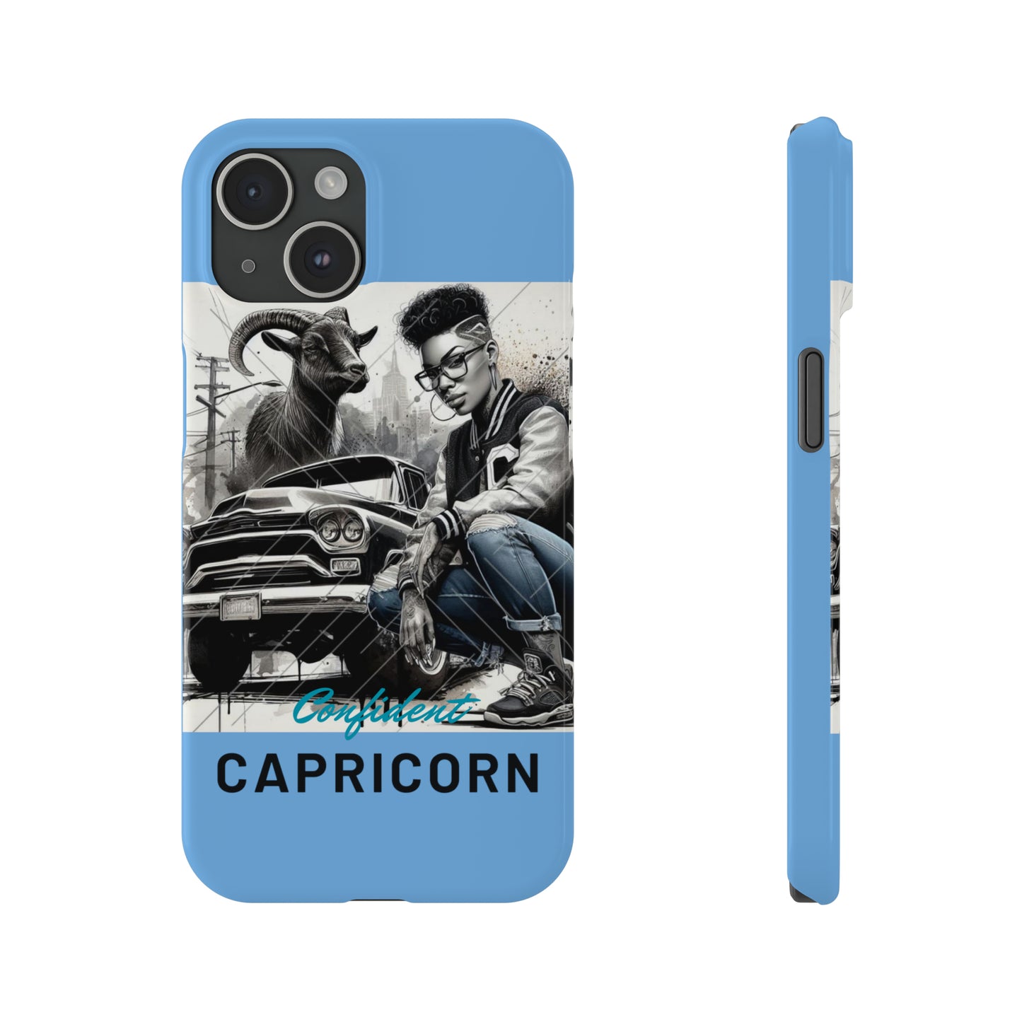 Capricorn Blue Slim Phone Cases - iPhone 15 - Phone Case