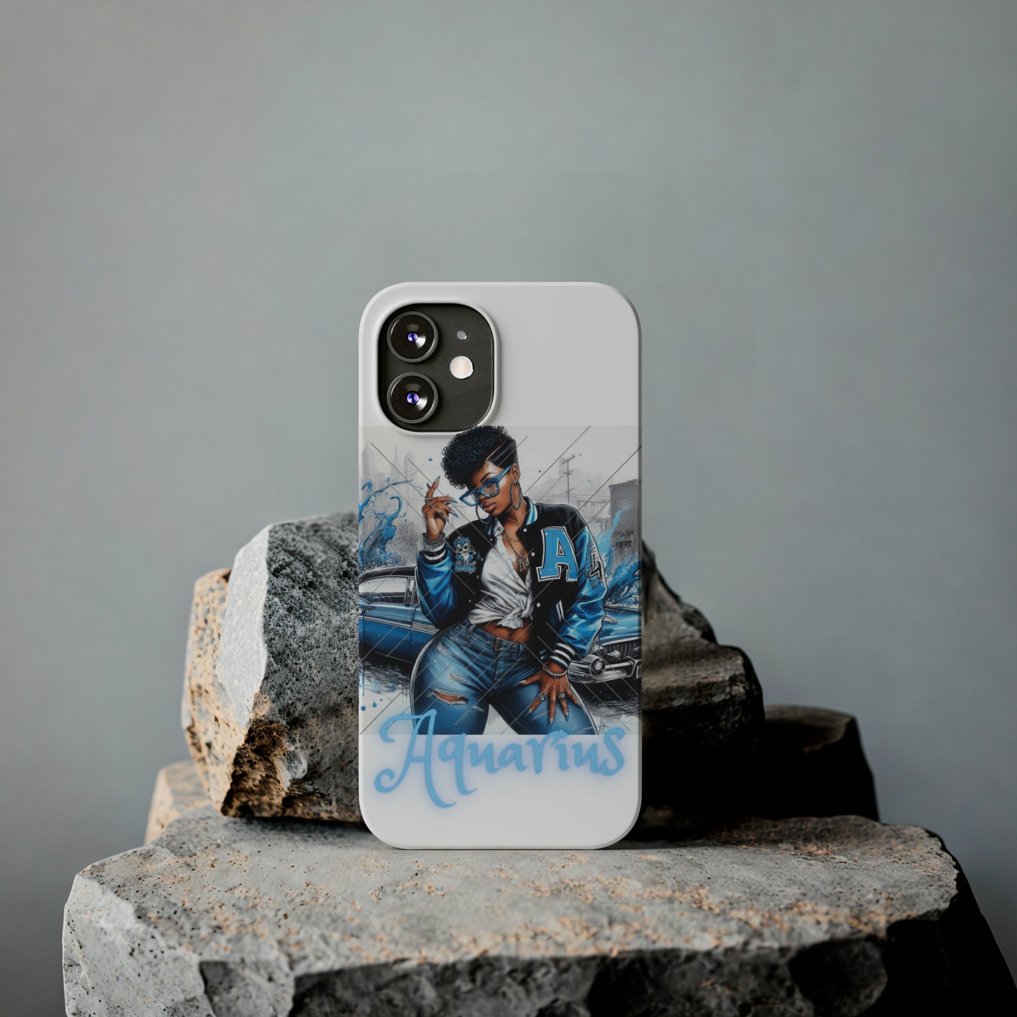 Aquarius white Slim Phone Cases - Phone Case