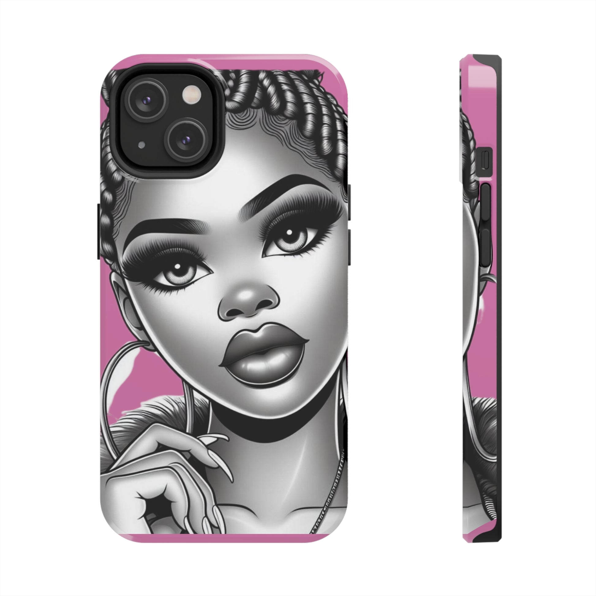 Braid bun pink Tough Phone Cases - iPhone 14 - Phone Case