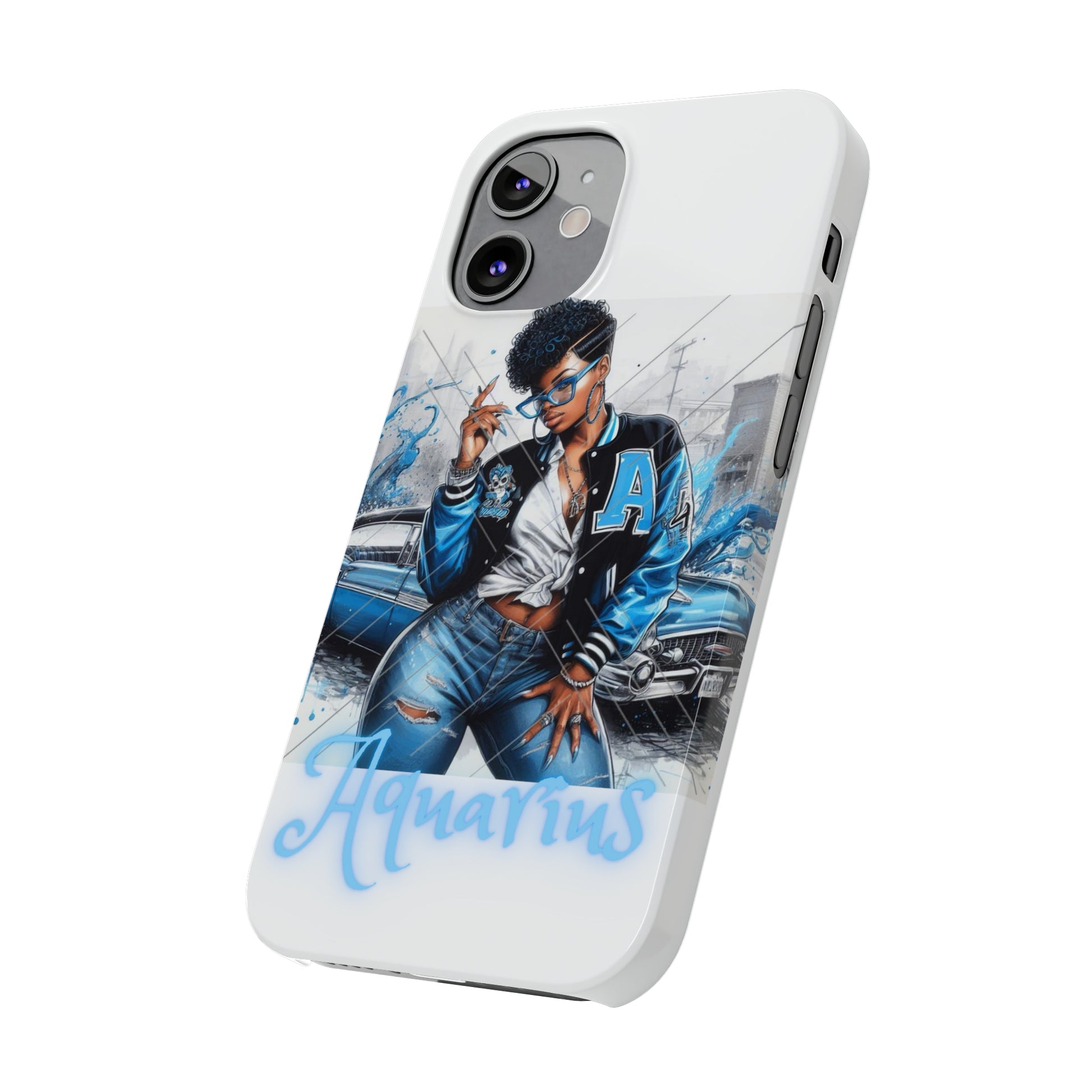 Aquarius white Slim Phone Cases - Phone Case