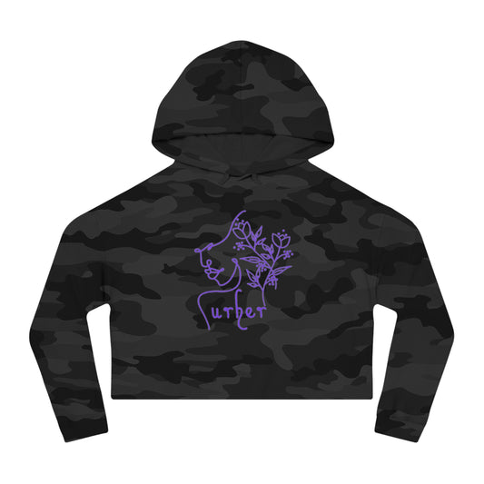 URHER Purple Cropped Hooded Sweatshirt - Black Camo / XS - Hoodie