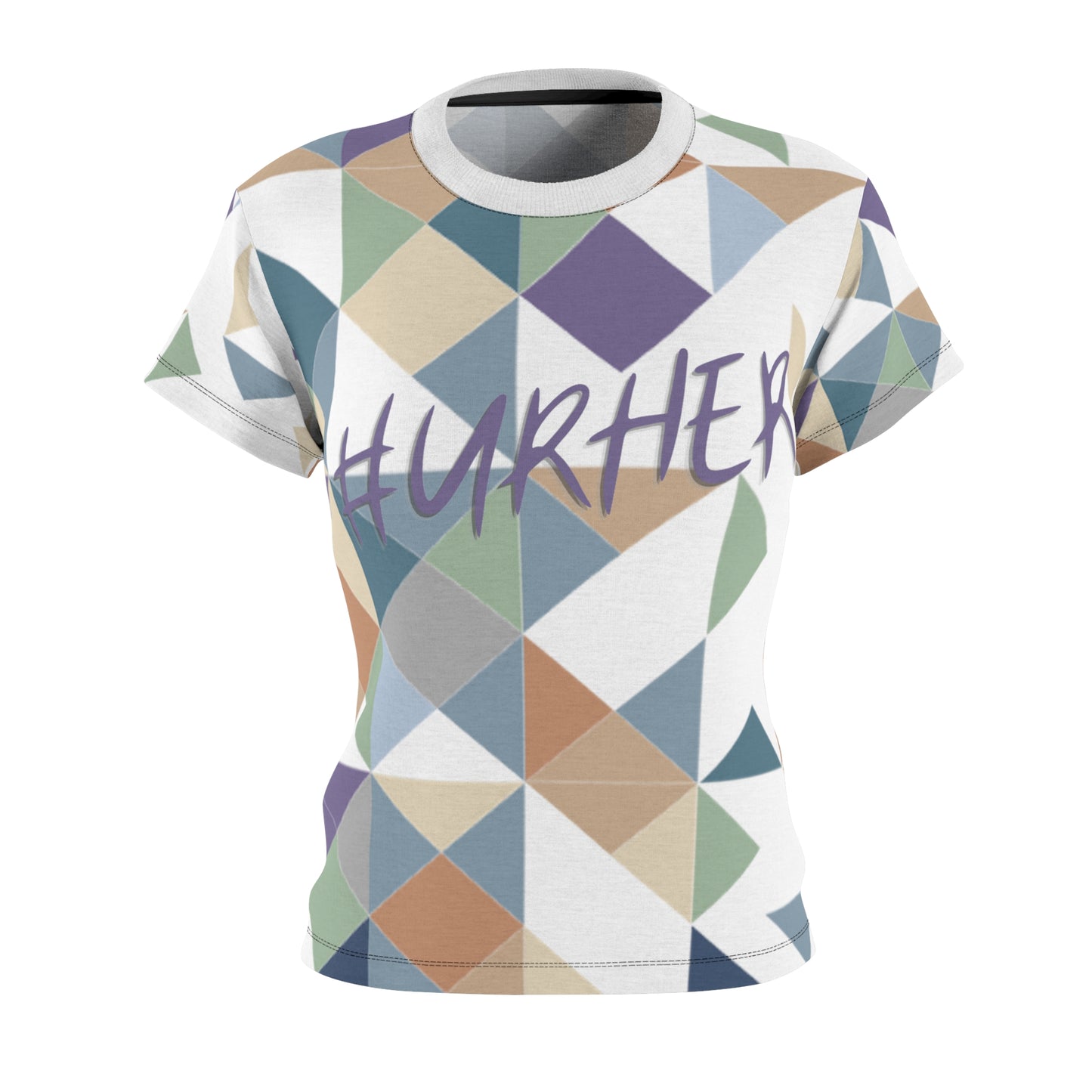 Geo White #URHER Shirt - XS / Black stitching / 4 oz. - All Over Prints