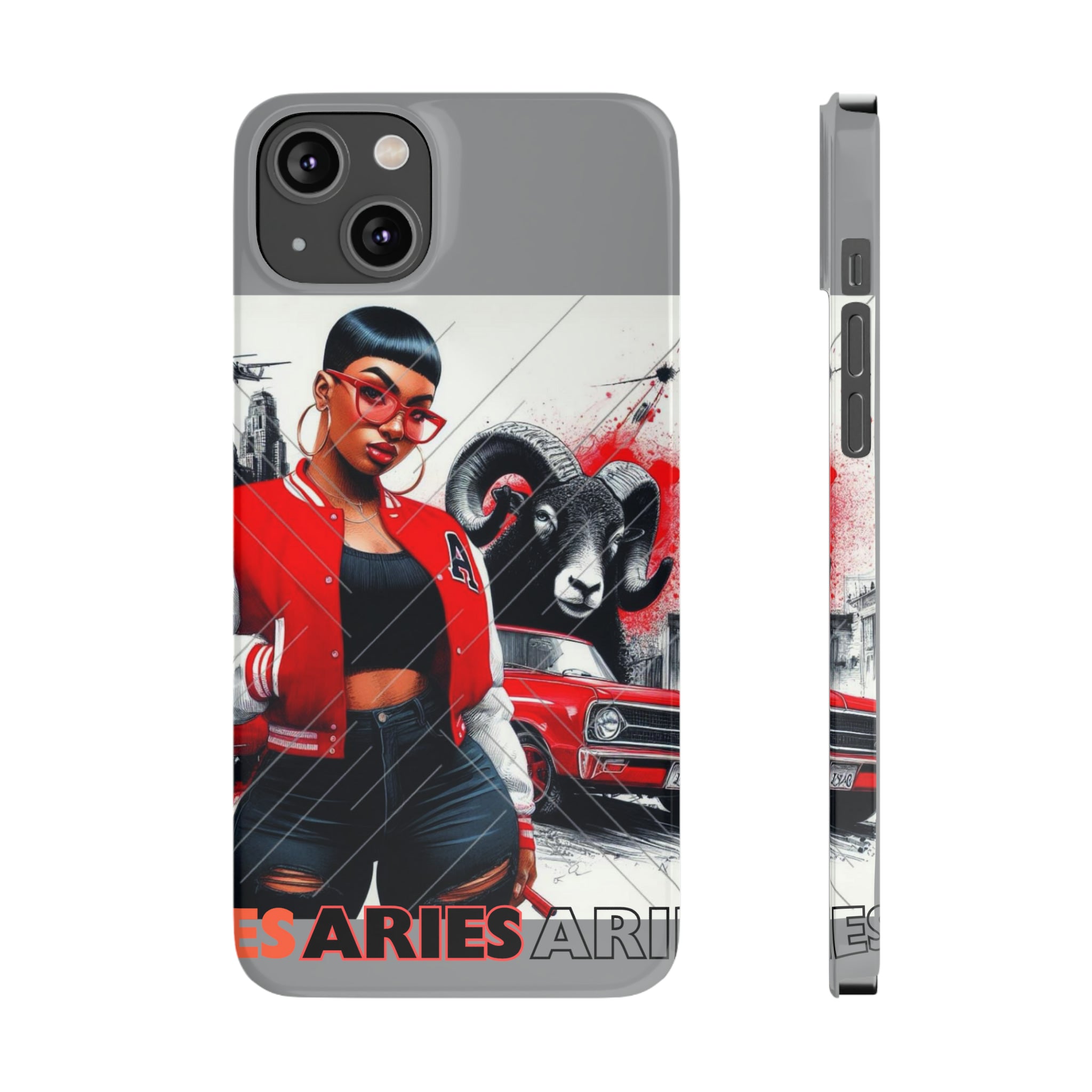 Aries Grey Slim Phone Cases - iPhone 14 Plus - Phone Case