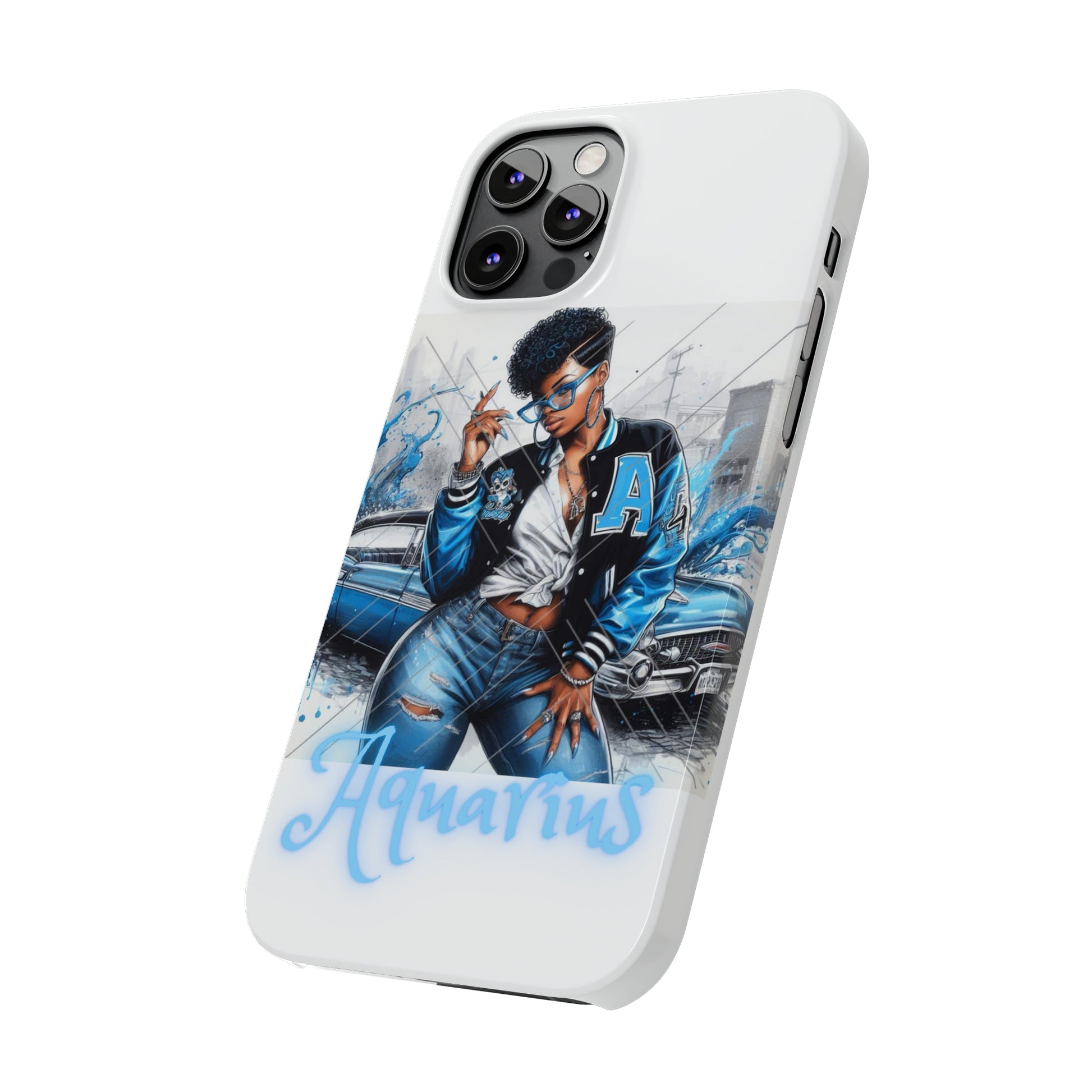 Aquarius white Slim Phone Cases - Phone Case