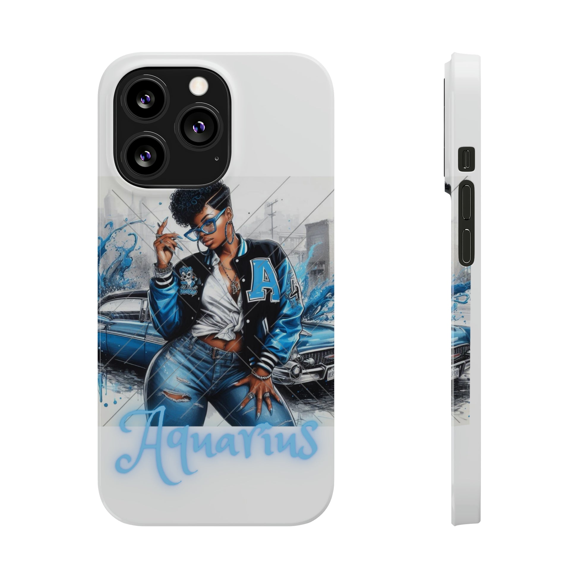 Aquarius white Slim Phone Cases - Phone Case