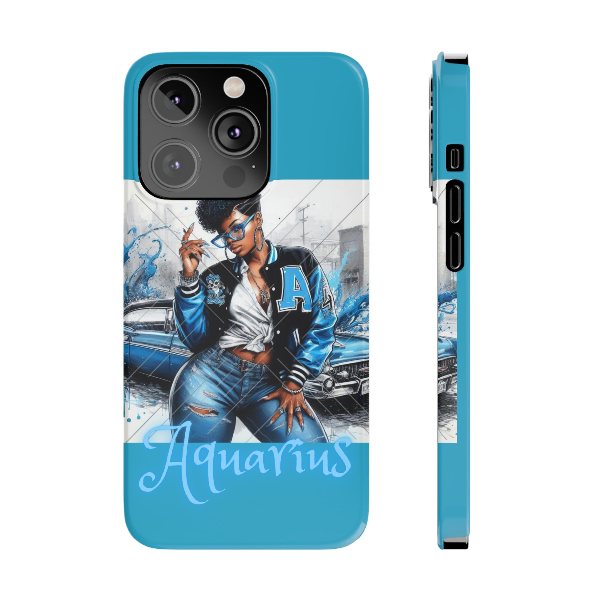 Aquarius Blue Slim Phone Cases - Phone Case