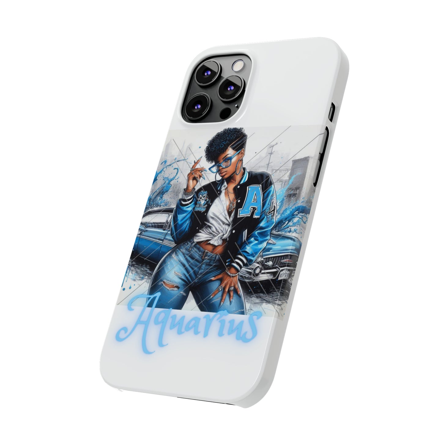 Aquarius white Slim Phone Cases - Phone Case