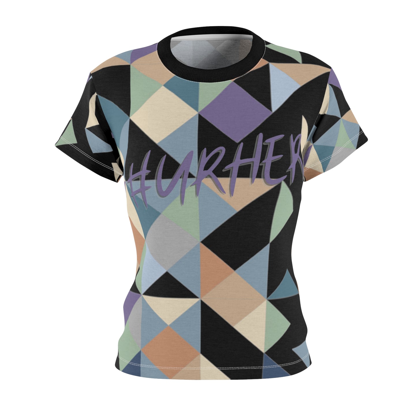 Geo Black #URHER Shirt - XS / White stitching / 4 oz. - All Over Prints