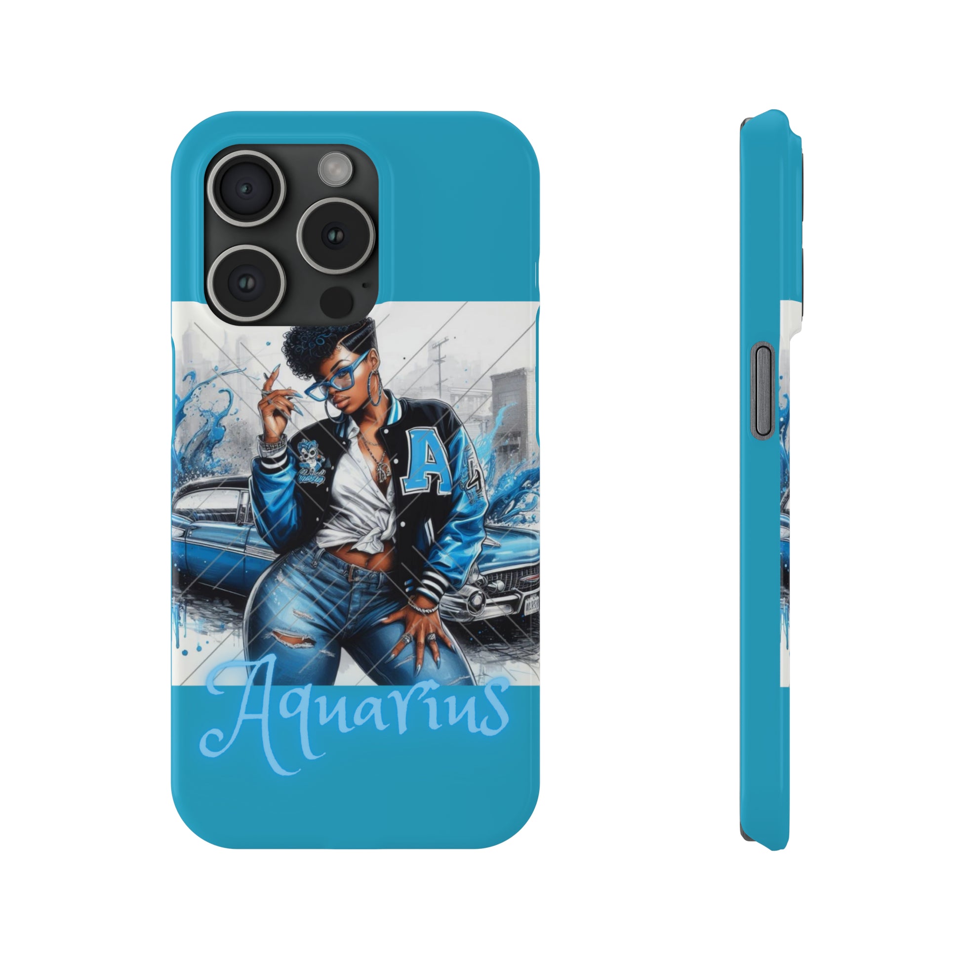 Aquarius Blue Slim Phone Cases - Phone Case