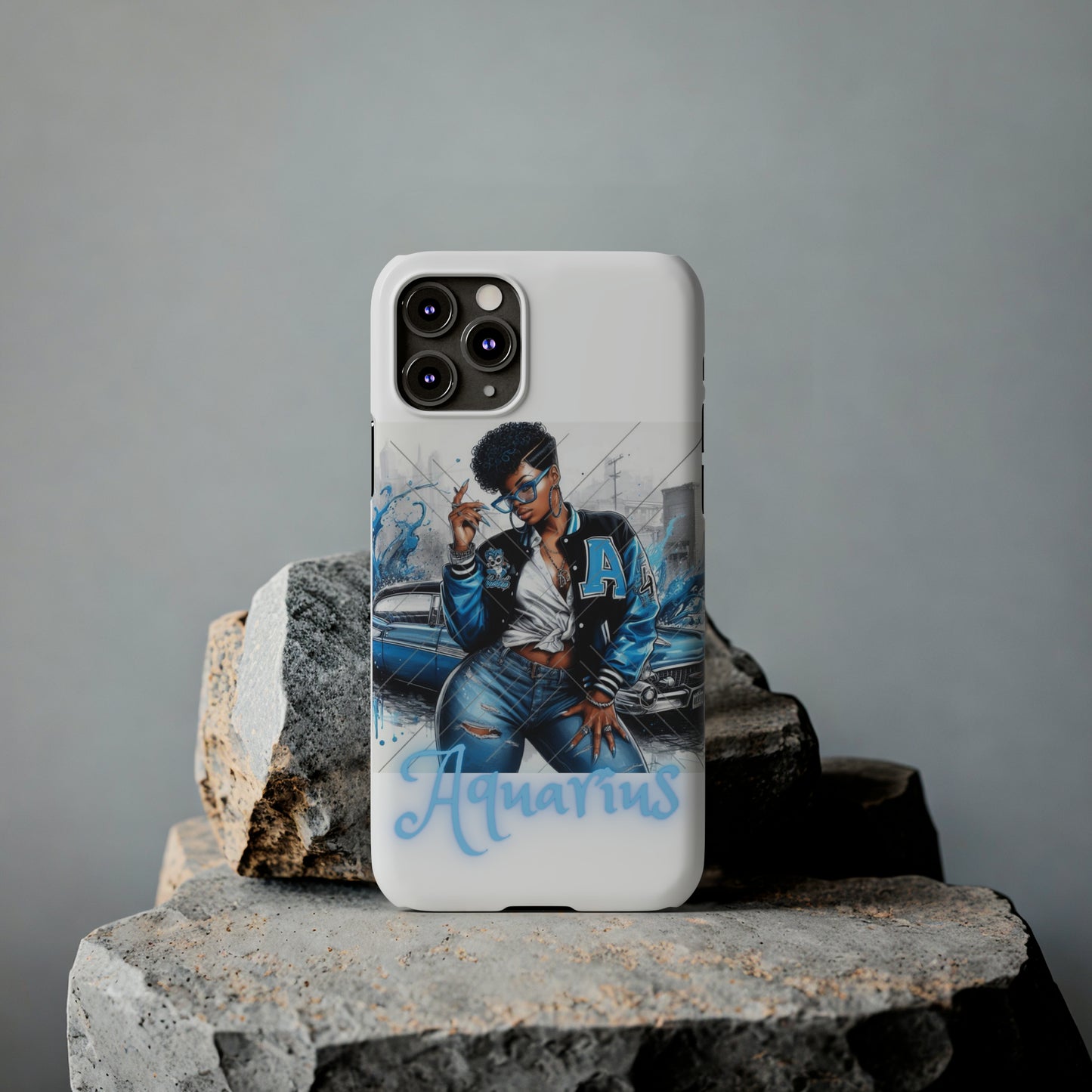 Aquarius white Slim Phone Cases - Phone Case