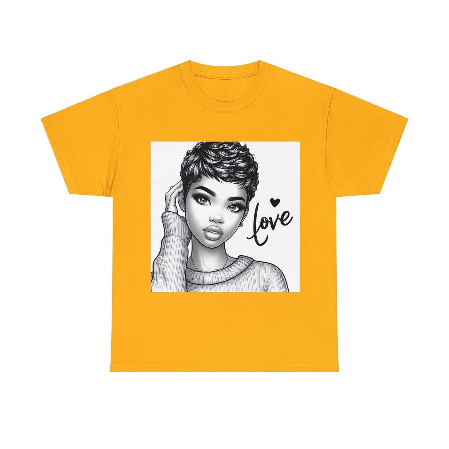 Love blk/wht Unisex Heavy Cotton Tee - Gold / S - T-Shirt