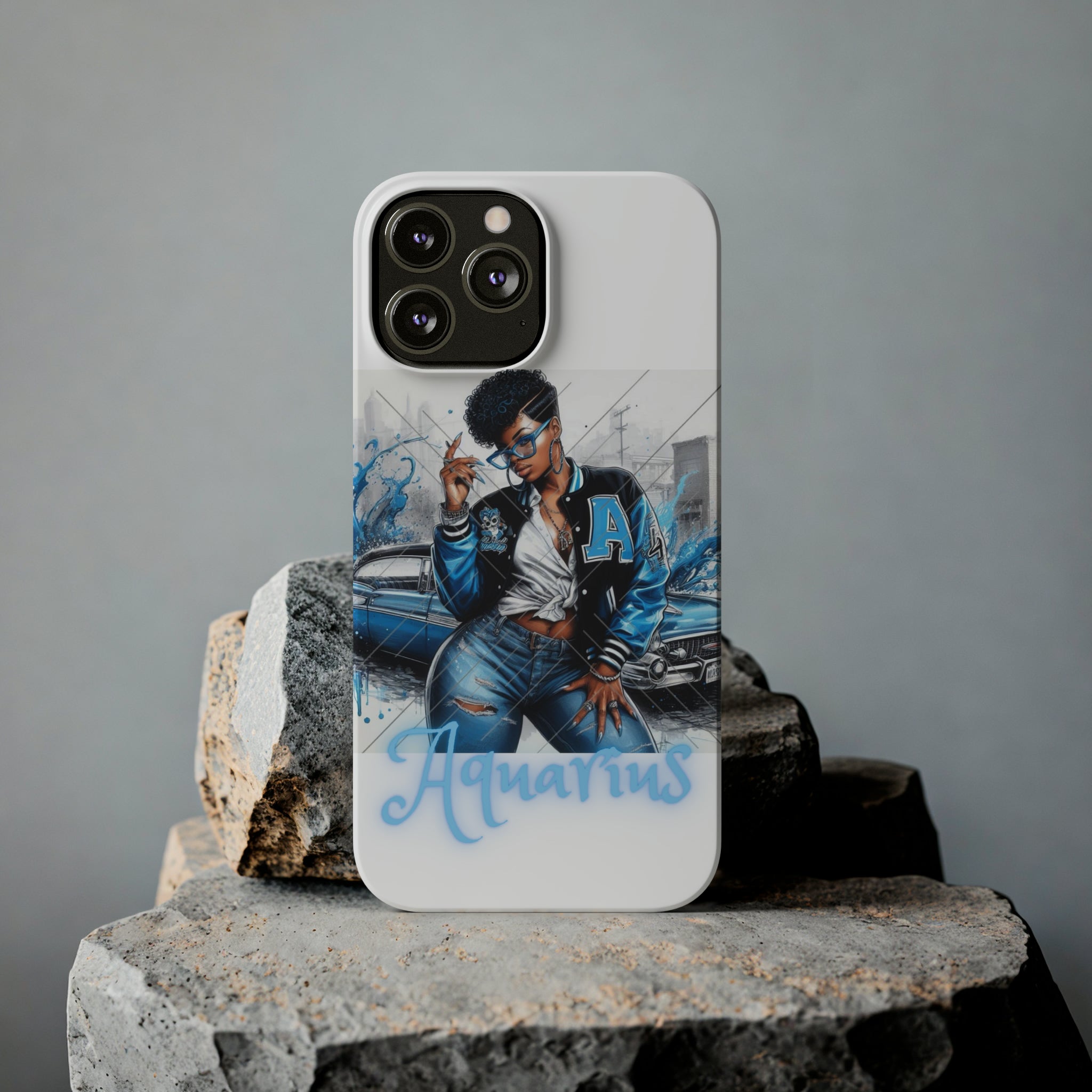 Aquarius white Slim Phone Cases - Phone Case