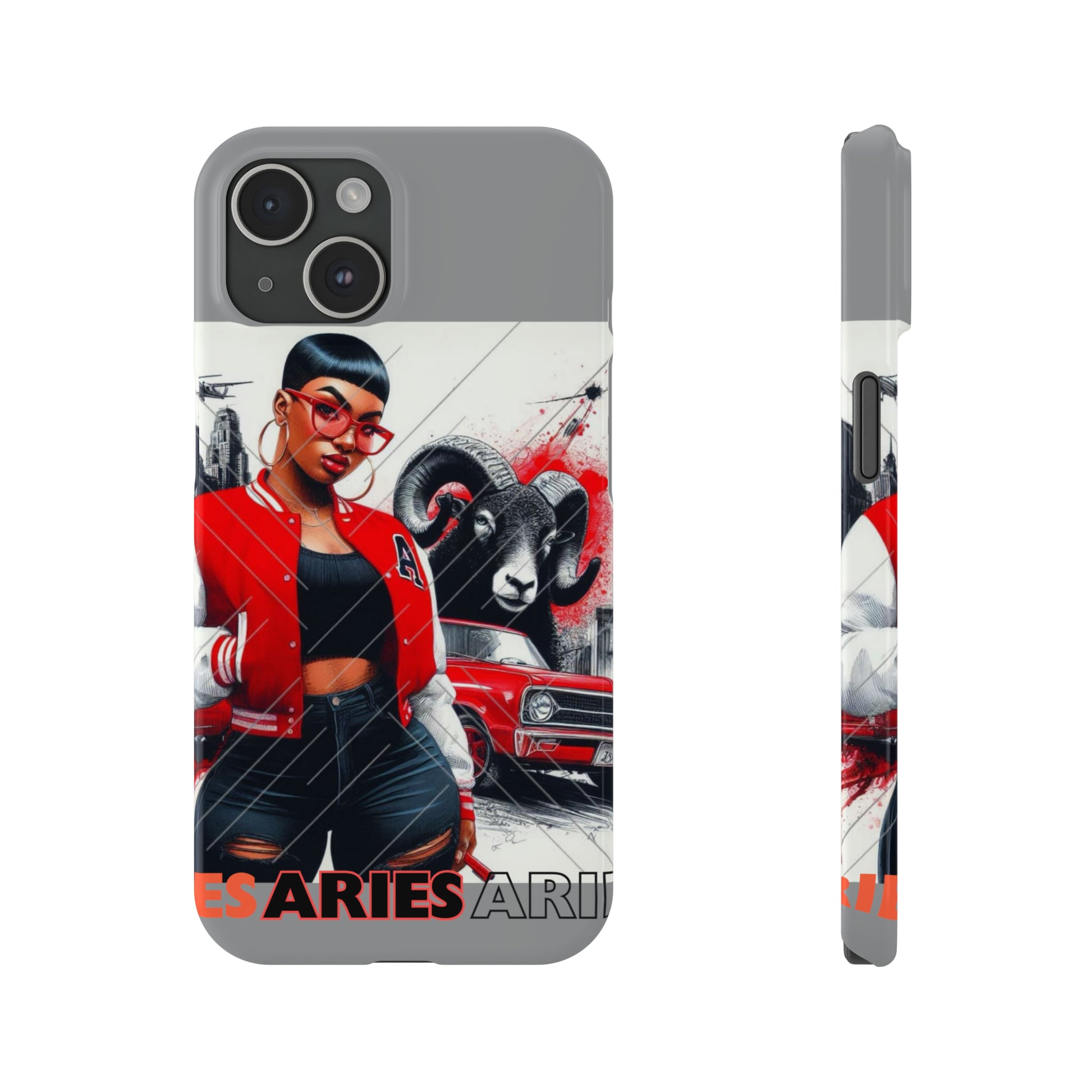 Aries Grey Slim Phone Cases - iPhone 15 - Phone Case