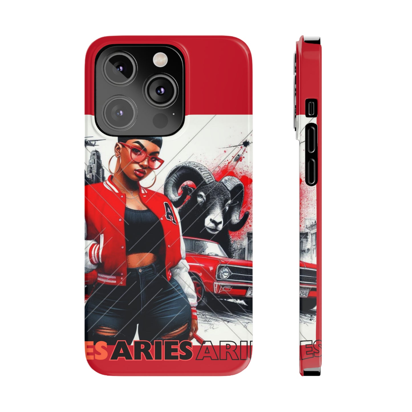 Aries Red Slim Phone Cases - iPhone 14 Pro - Phone Case