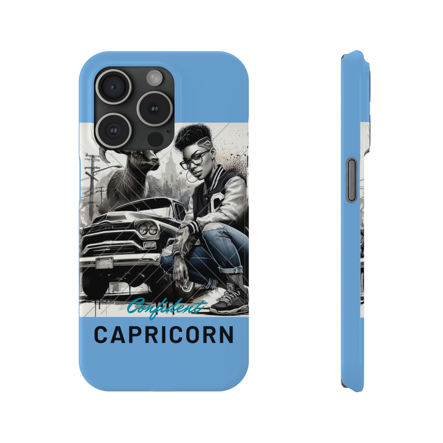 Capricorn Blue Slim Phone Cases - iPhone 15 Pro - Phone Case