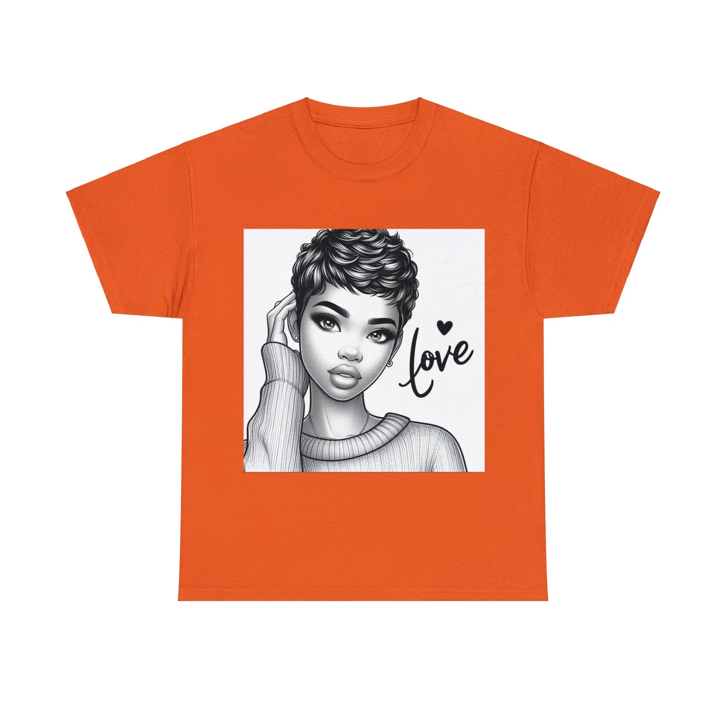 Love blk/wht Unisex Heavy Cotton Tee - Orange / S - T-Shirt