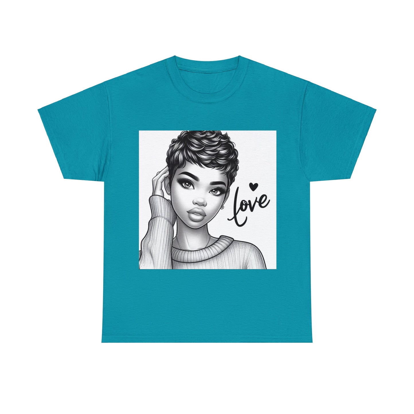 Love blk/wht Unisex Heavy Cotton Tee - Tropical Blue / S - T-Shirt