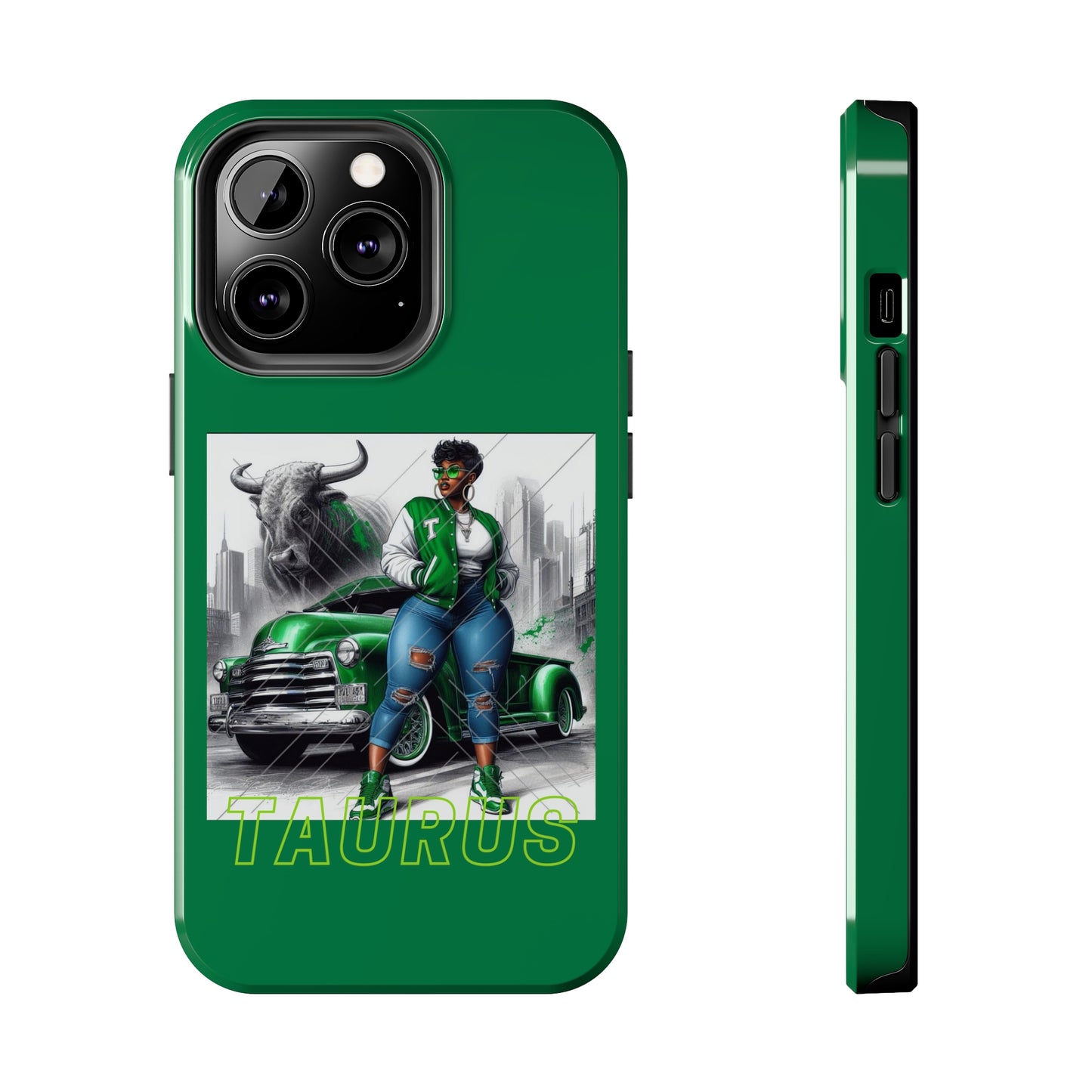 Taurus Green Tough Phone Cases - iPhone 13 Pro - Phone Case