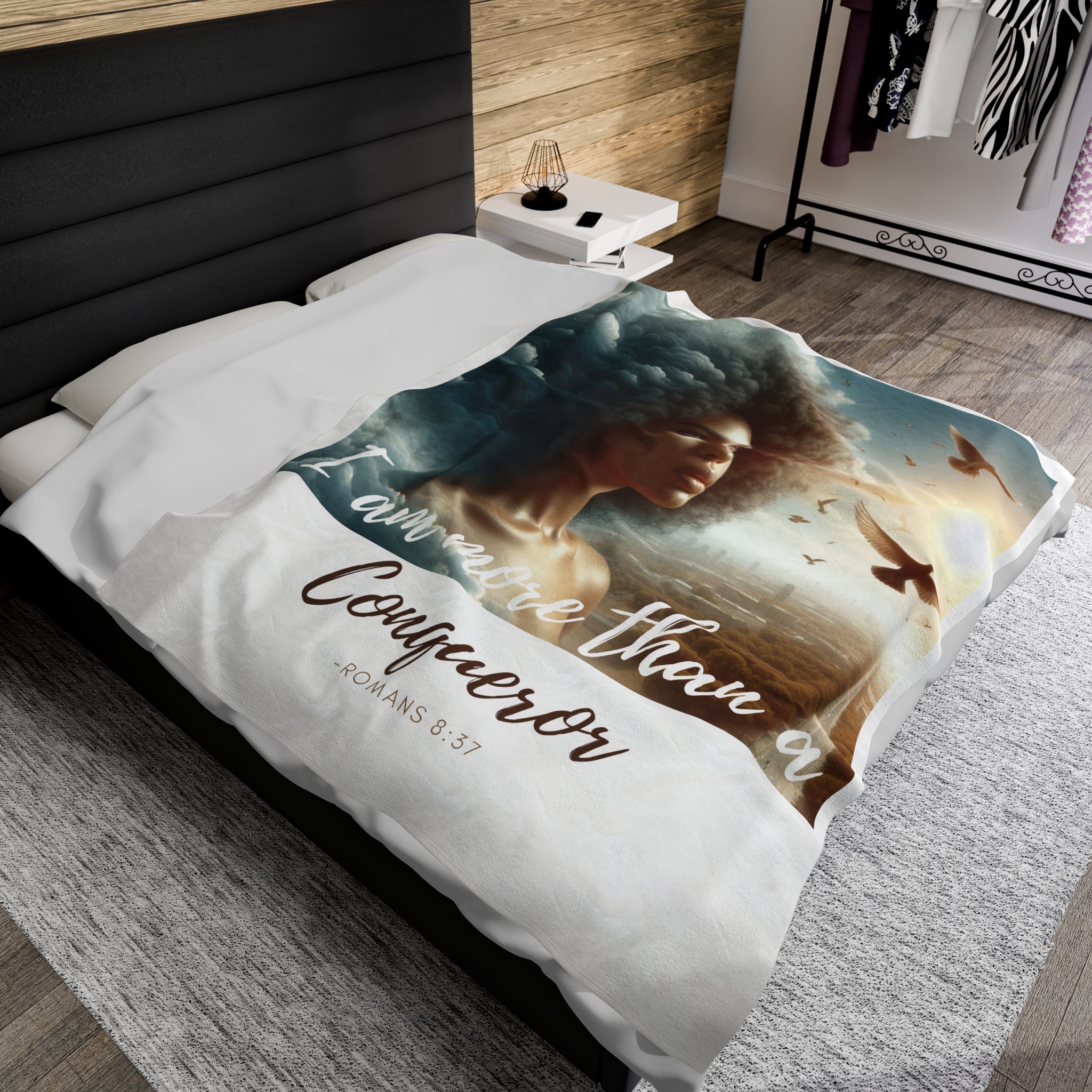 Romans 8:37 Velveteen Plush Blanket - All Over Prints