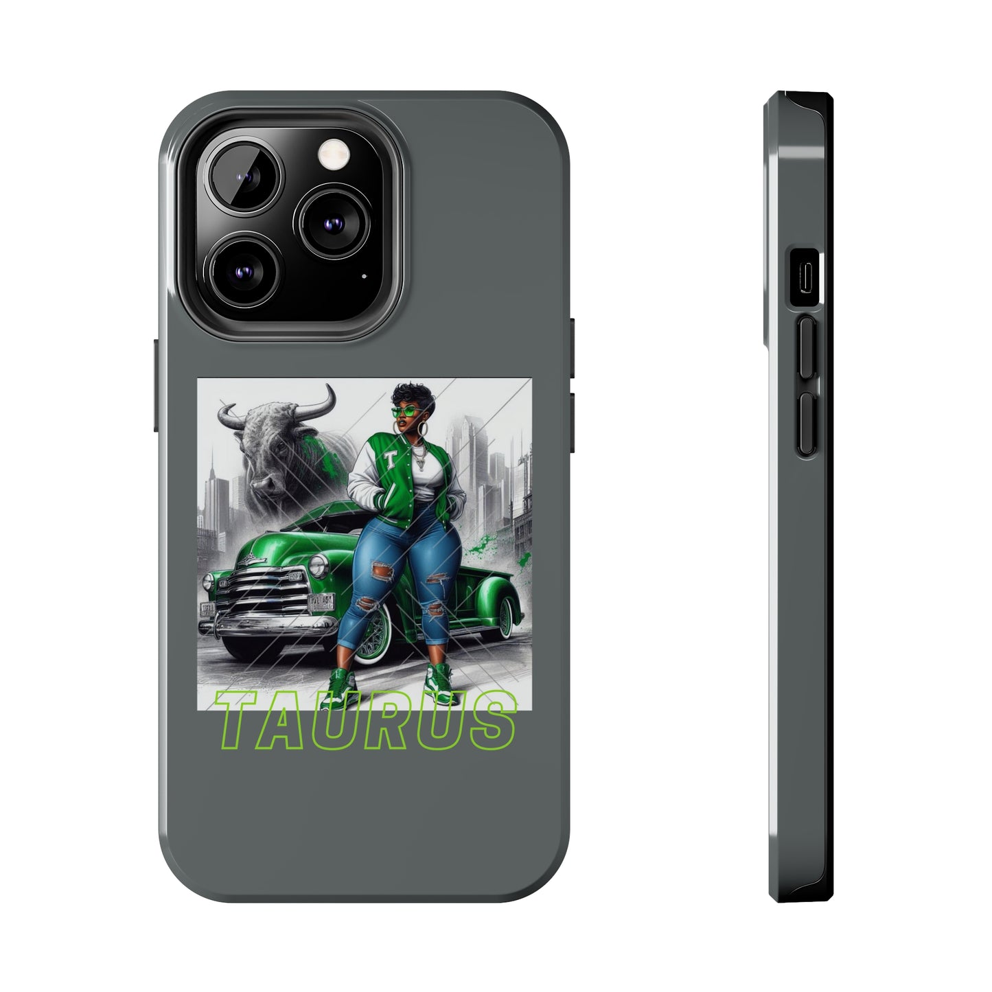 Taurus Grey Tough Phone Cases - iPhone 13 Pro - Phone Case