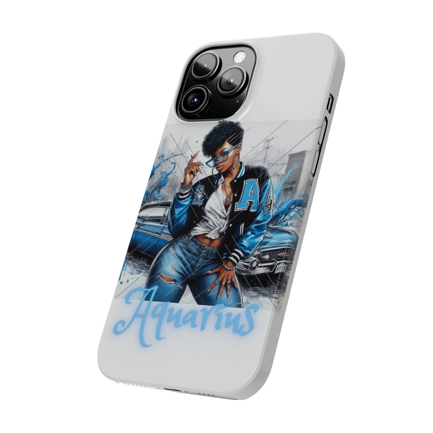 Aquarius white Slim Phone Cases - Phone Case