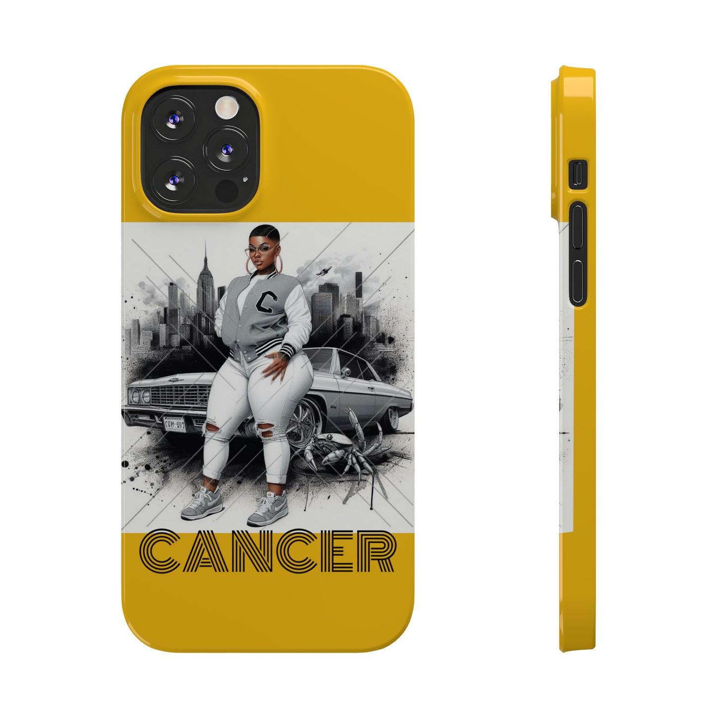 Cancer Yellow Slim Phone Cases - iPhone 12/12 Pro - Phone Case