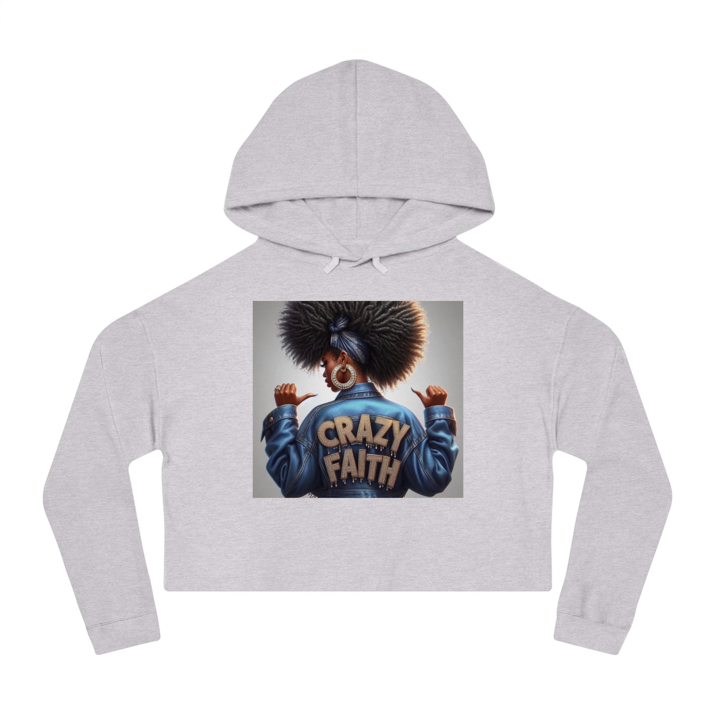 Crazy Faith Cropped Hooded Sweatshirt - Grey Heather / XS - Hoodie