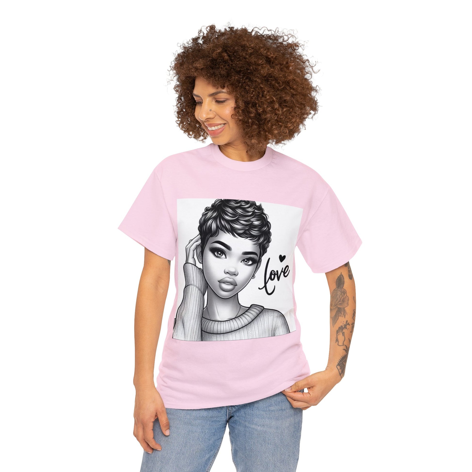 Love blk/wht Unisex Heavy Cotton Tee - T-Shirt