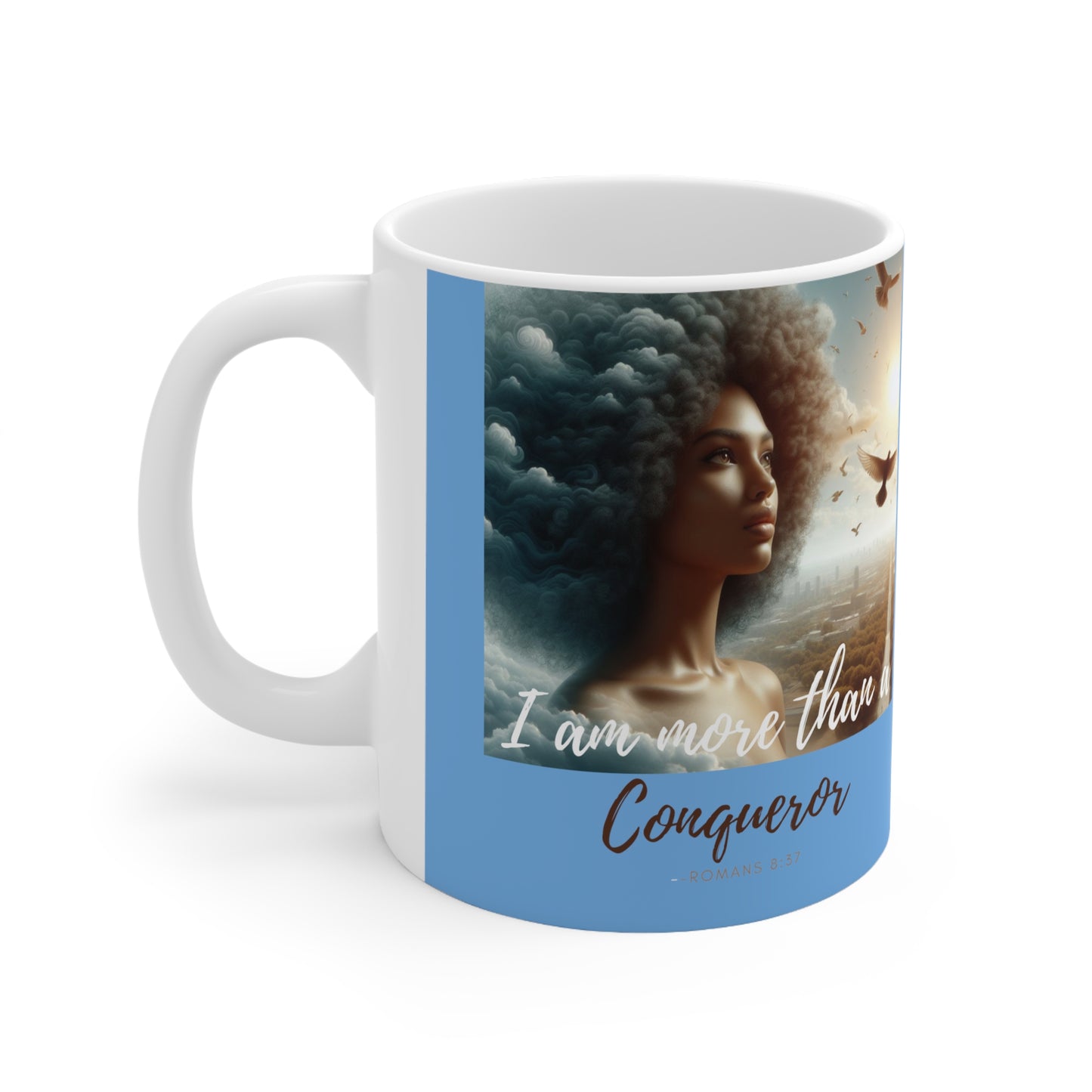 Blue Romans 8:37 Ceramic Mug 11oz - 11oz - Mug