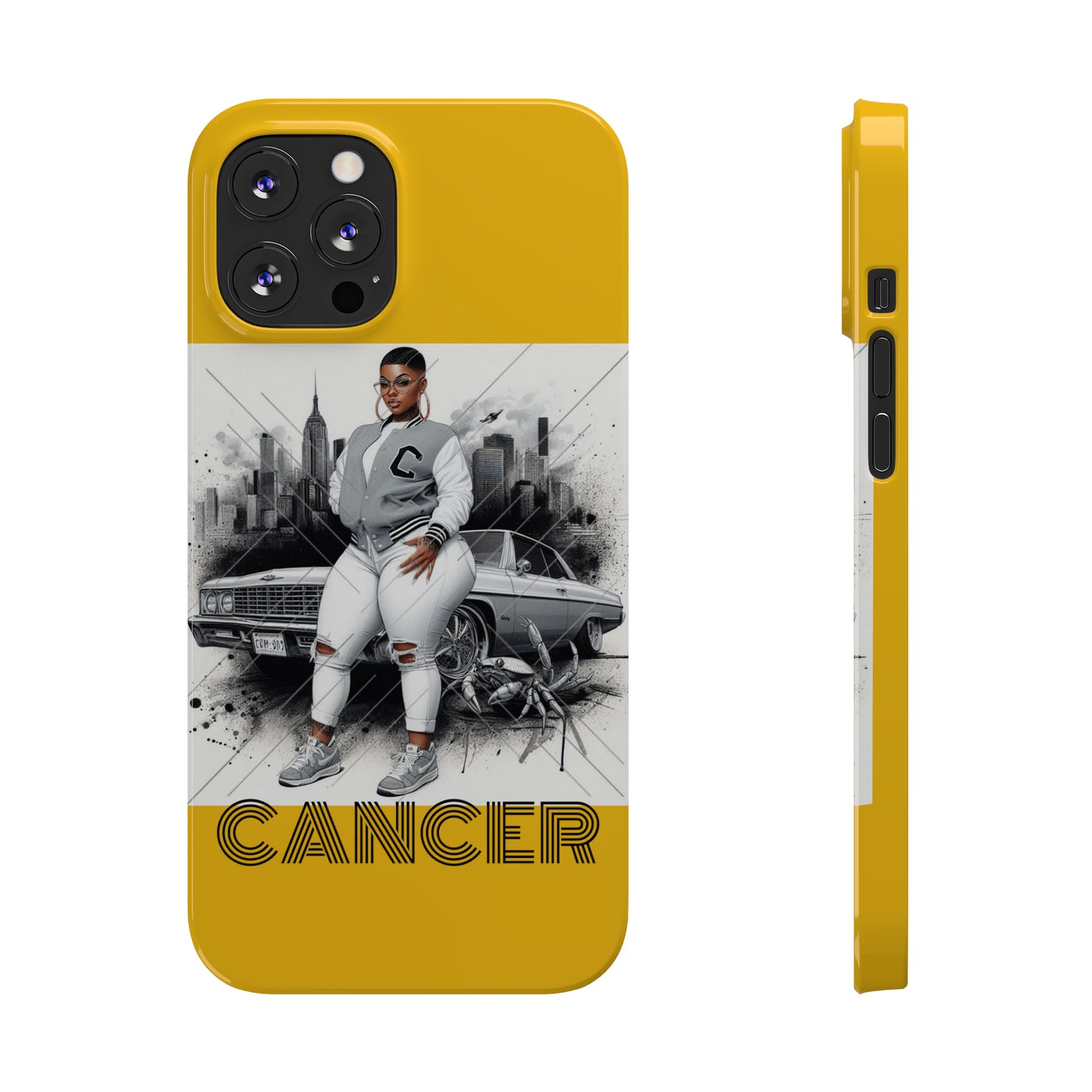 Cancer Yellow Slim Phone Cases - iPhone 12 Pro Max - Phone Case