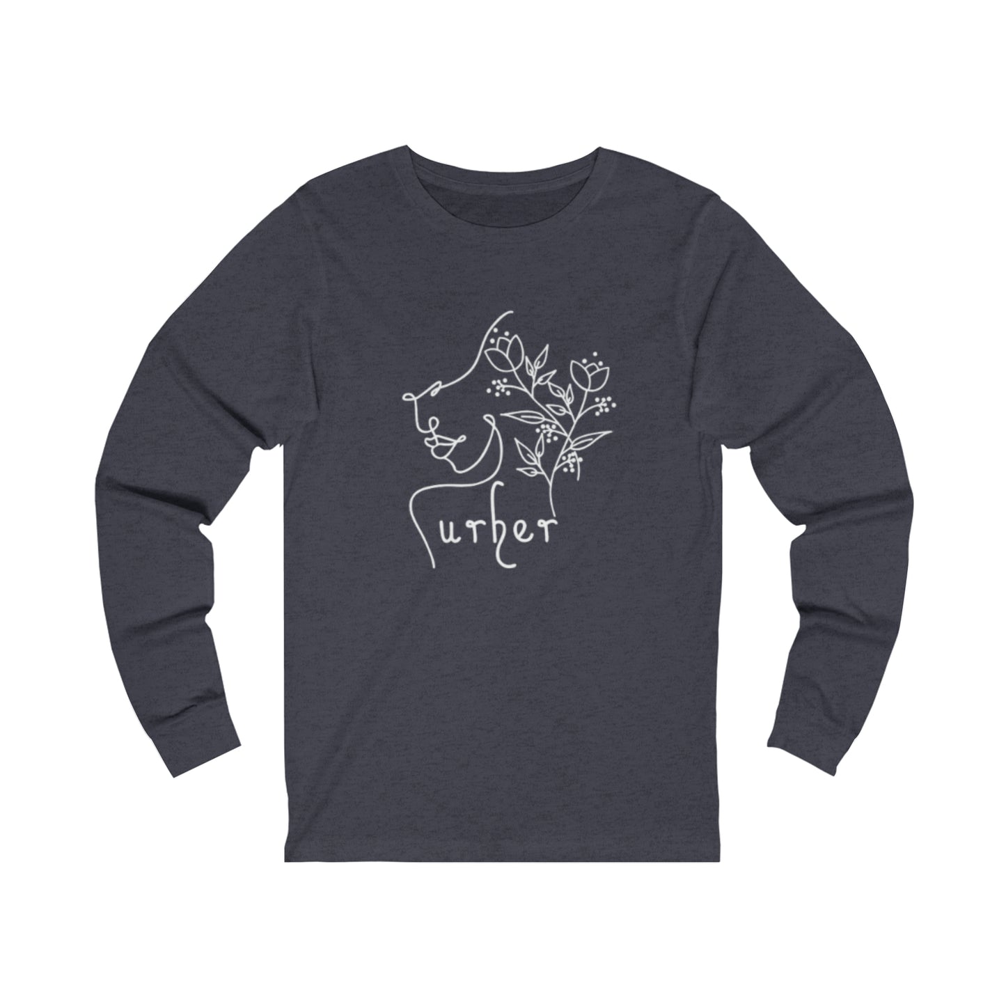 URHER White Long Sleeve Shirt - S / Heather Navy - Long-sleeve