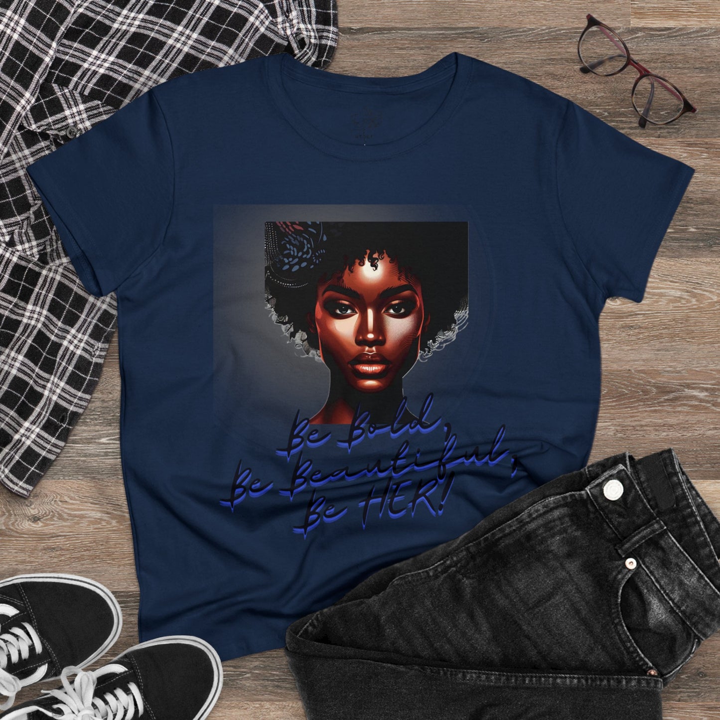 Bold Beautiful Her curly afro woman’s tee - T-Shirt