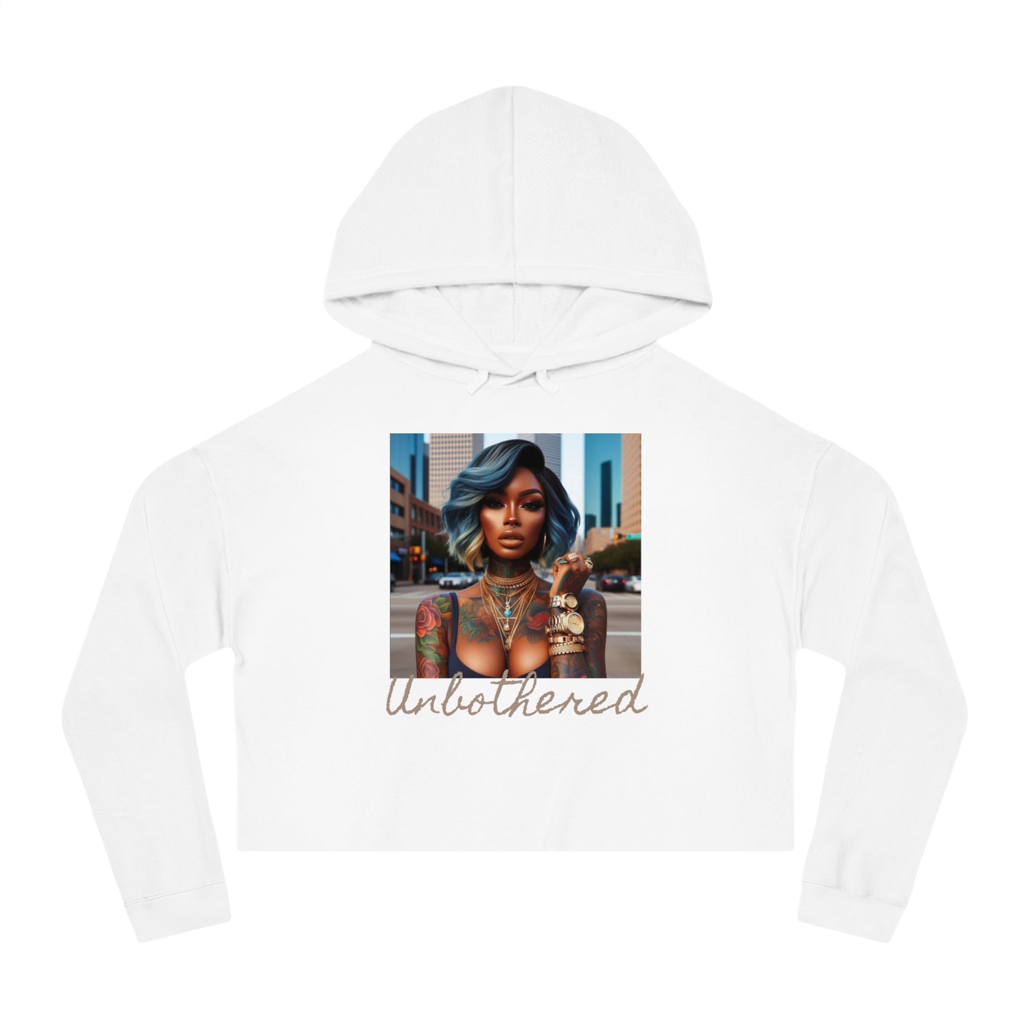 Unbothered Bob Cropped Hooded Sweatshirt - White / XS - Hoodie