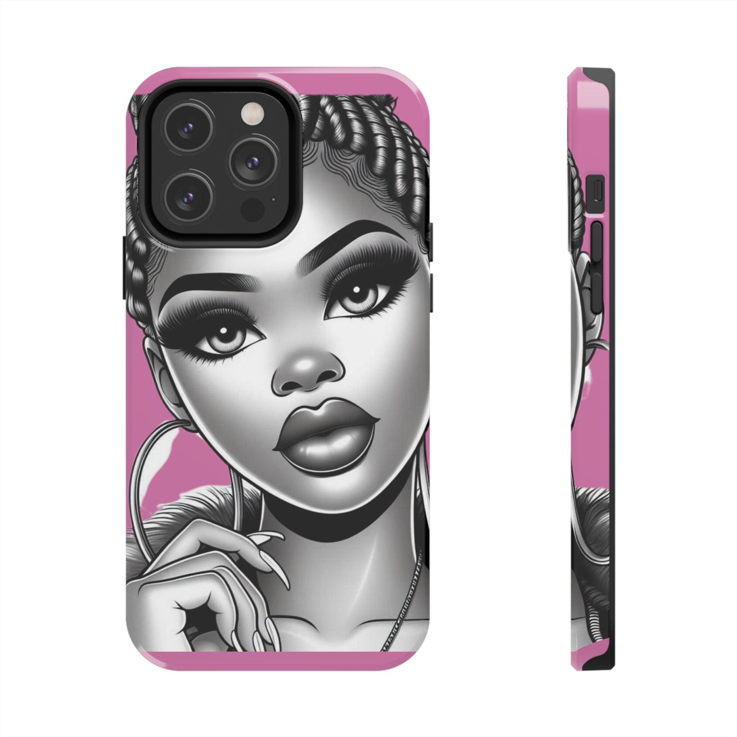 Braid bun pink Tough Phone Cases - iPhone 14 Pro Max - Phone Case