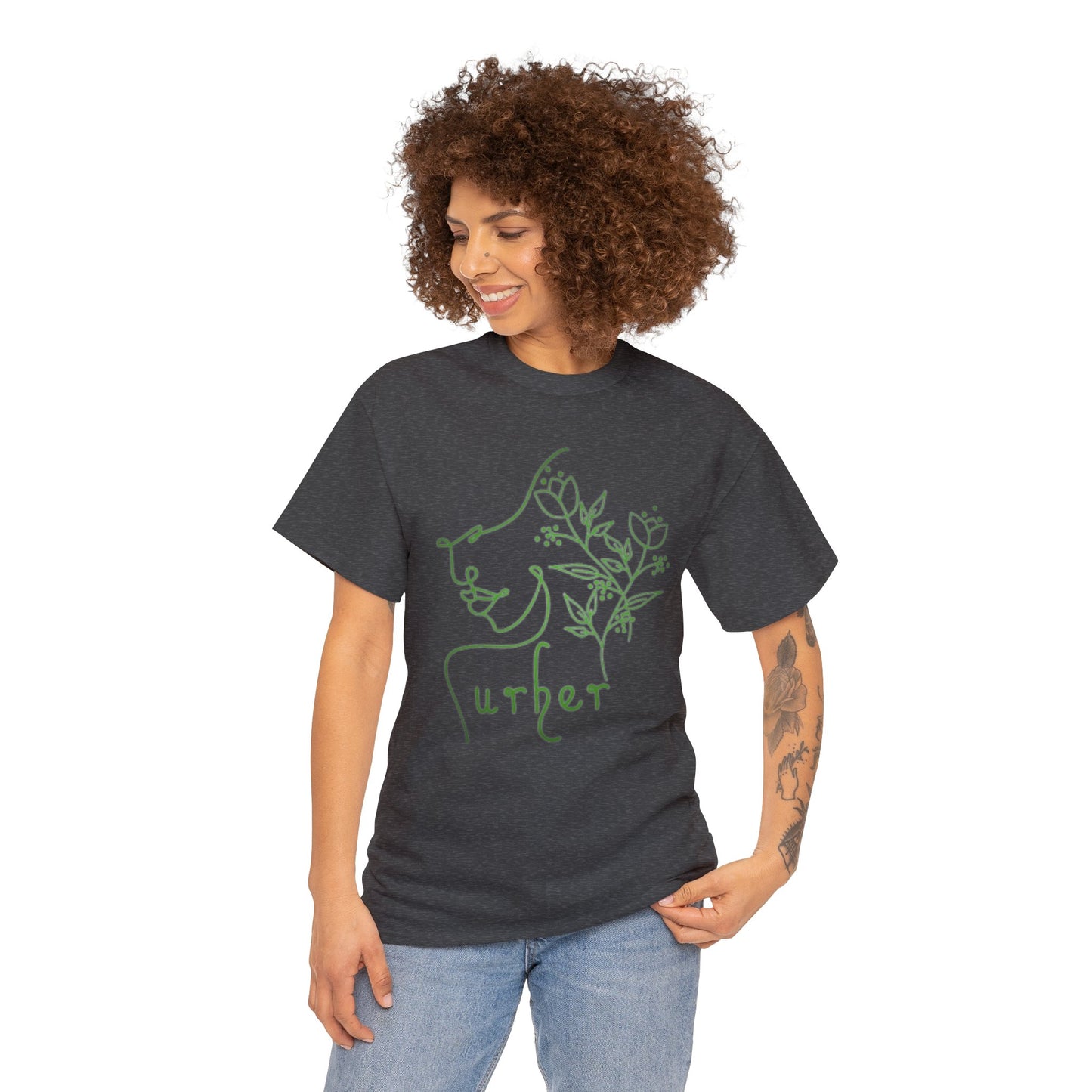 URHER Green Heavy Cotton Tee - T-Shirt