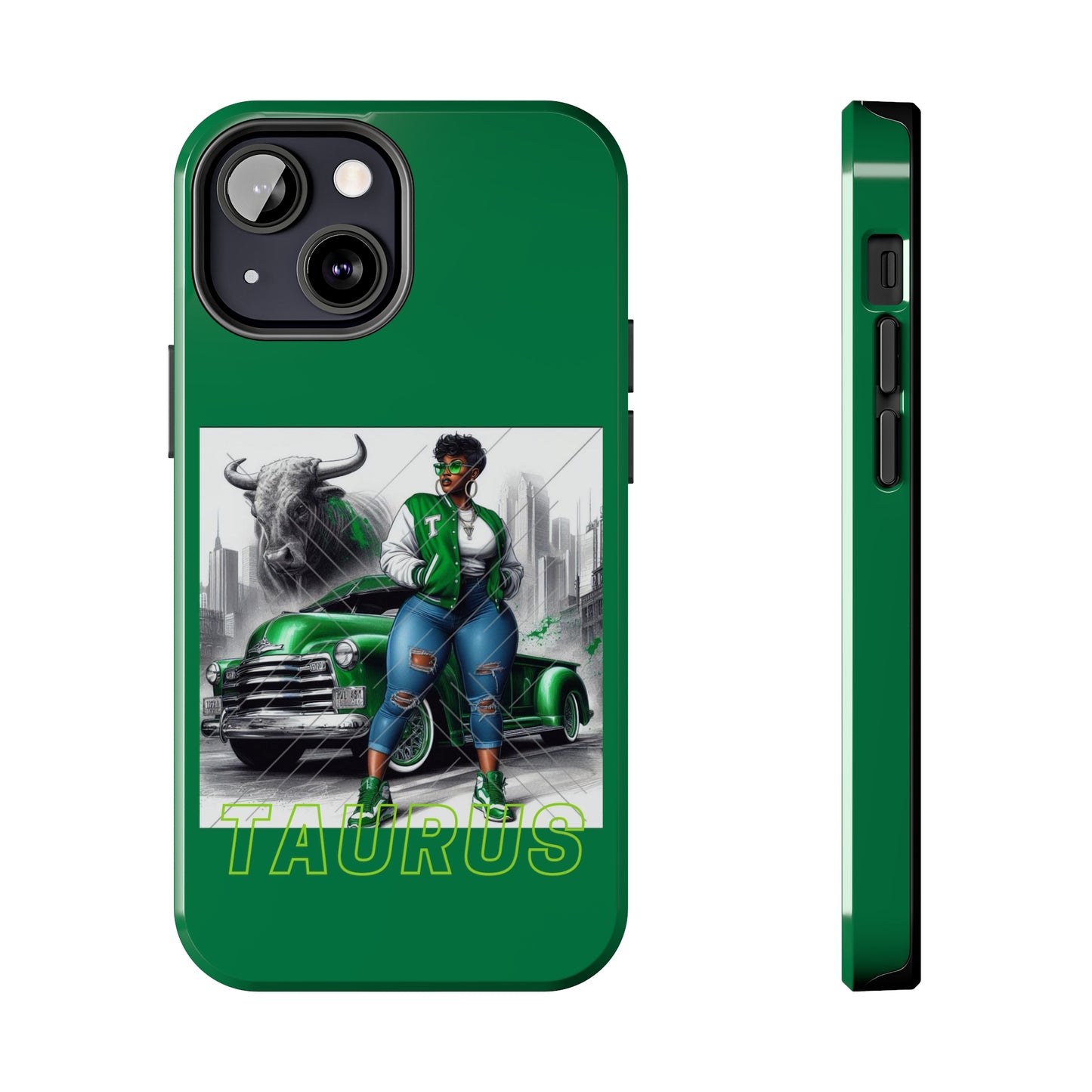 Taurus Green Tough Phone Cases - iPhone 13 Mini - Phone Case