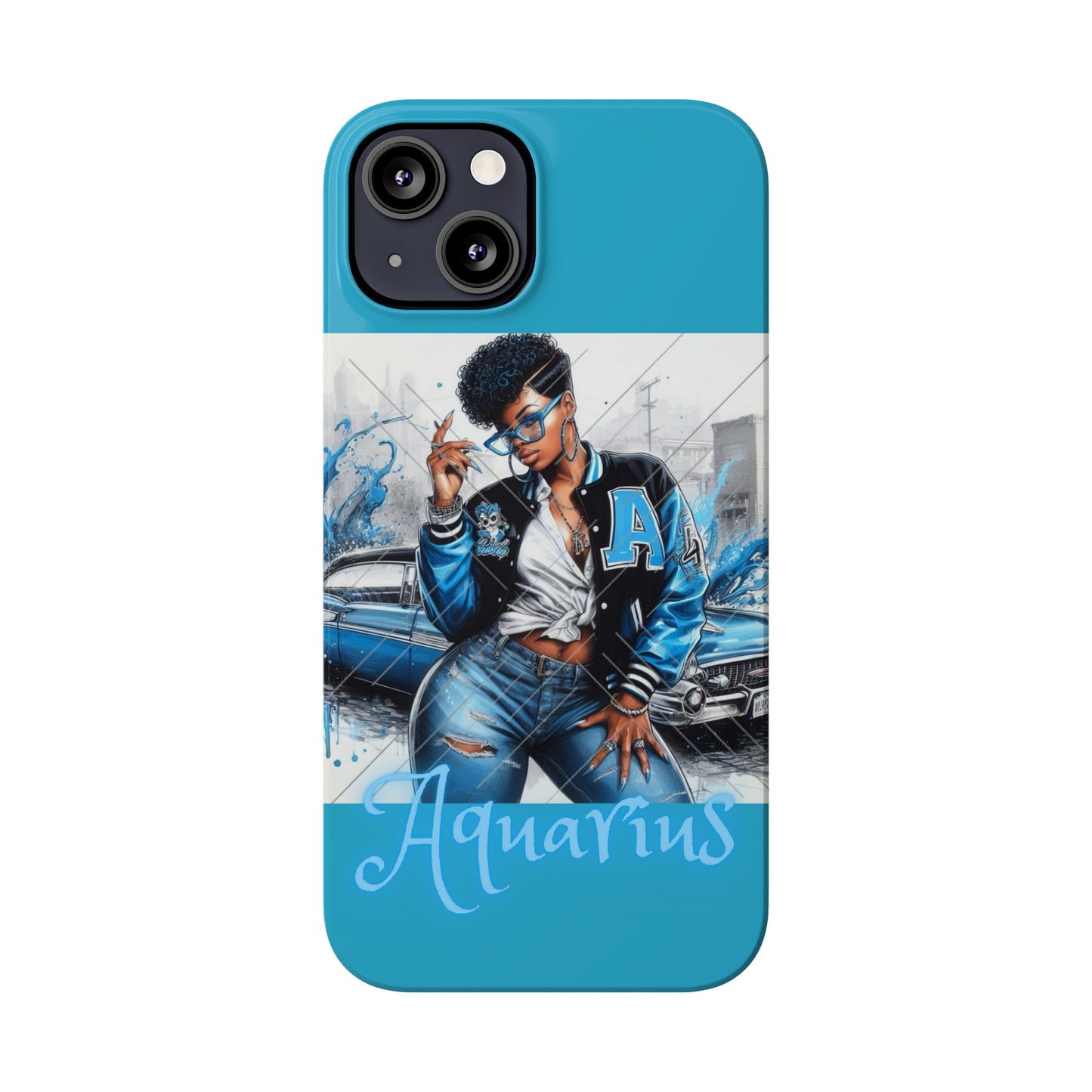 Aquarius Blue Slim Phone Cases - Phone Case