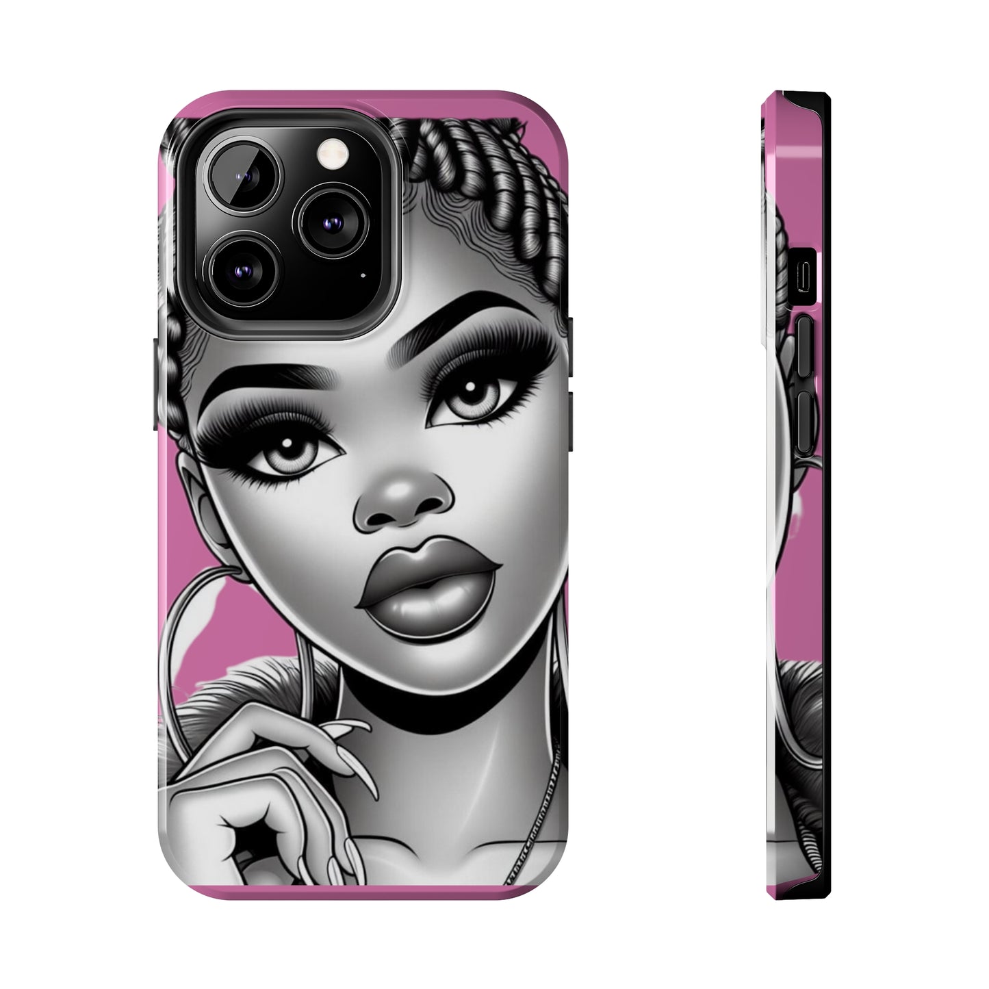 Braid bun pink Tough Phone Cases - iPhone 13 Pro - Phone Case