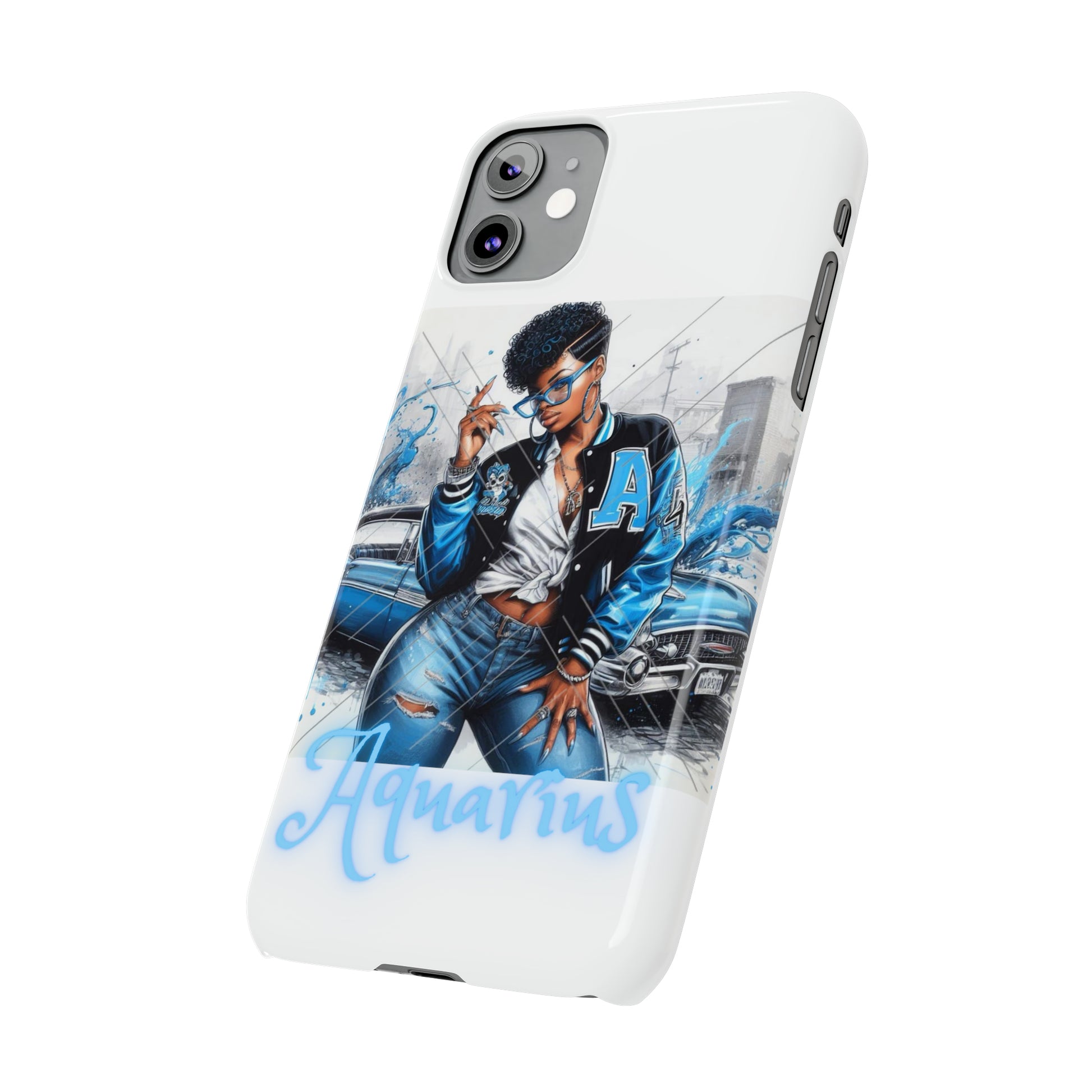 Aquarius white Slim Phone Cases - Phone Case