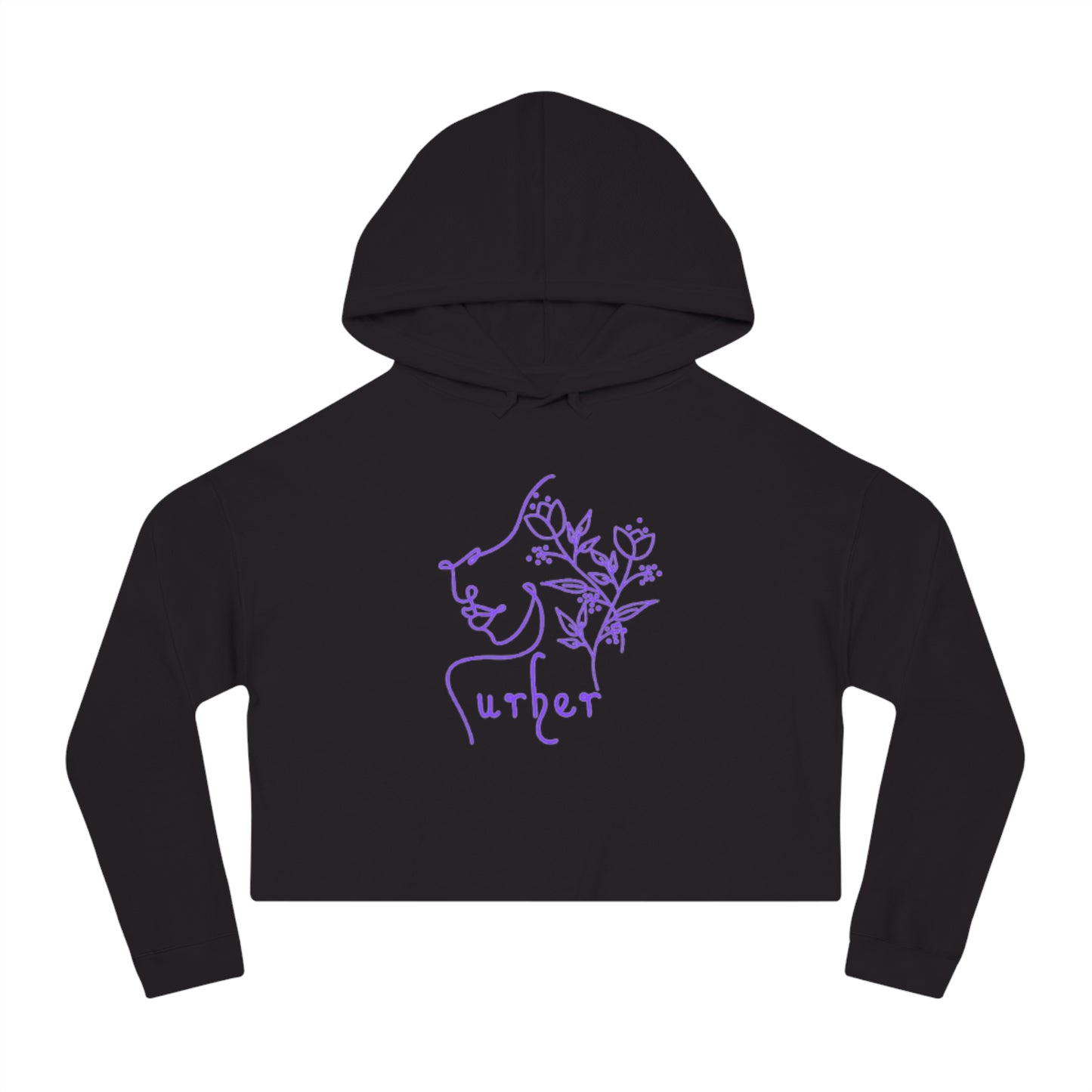 URHER Purple Cropped Hooded Sweatshirt - Black / XS - Hoodie