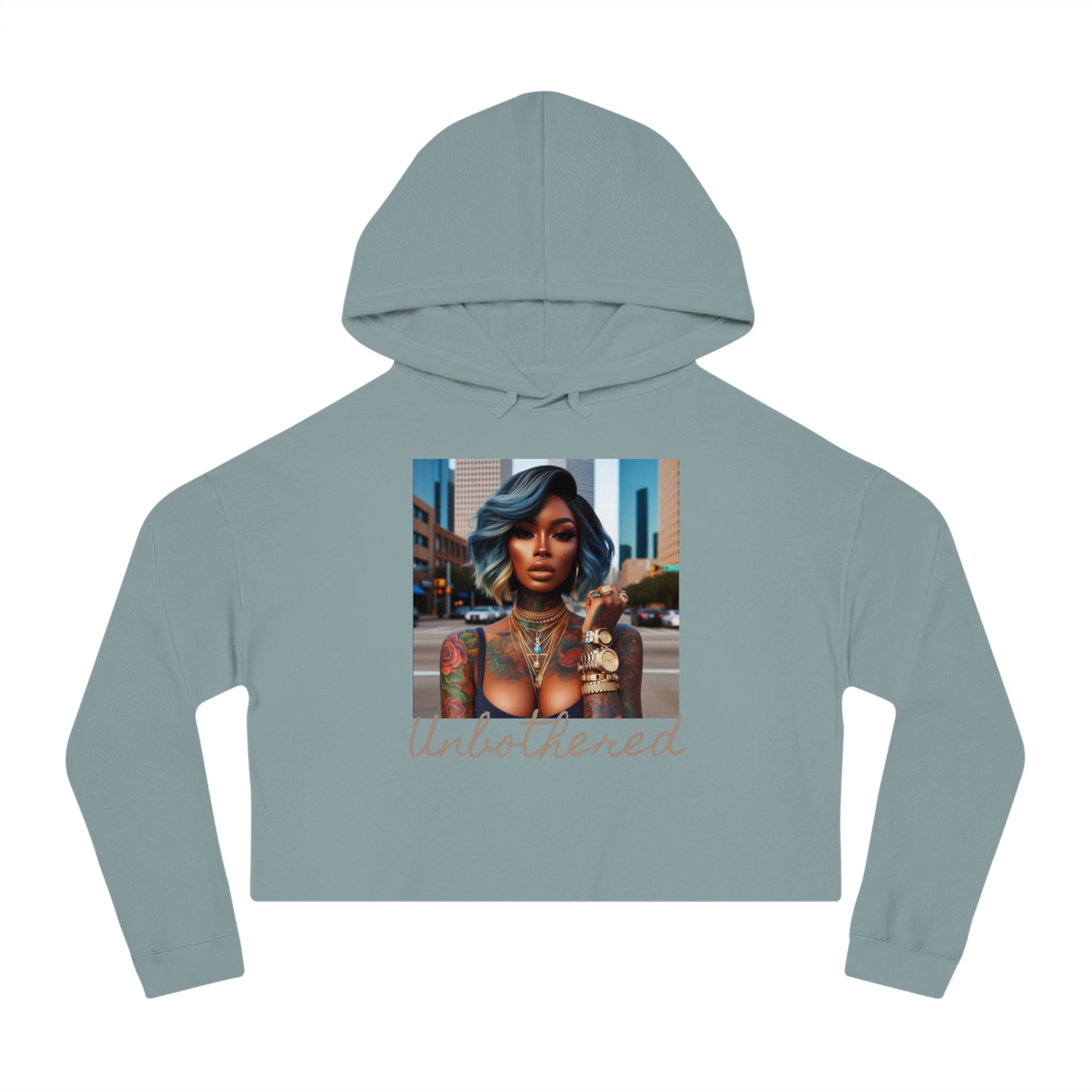 Unbothered Bob Cropped Hooded Sweatshirt - Sage / XS - Hoodie