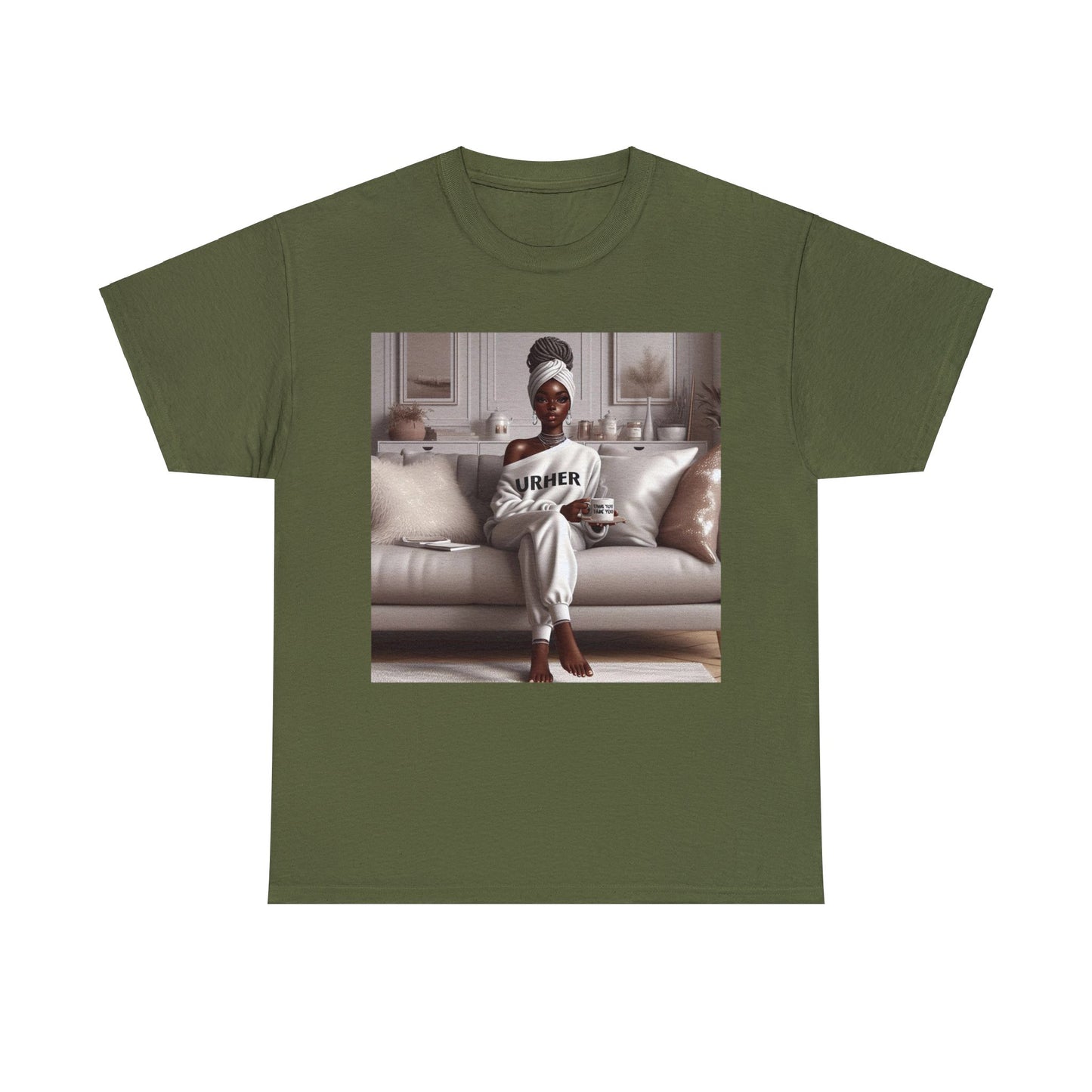 URHER sweats girl Heavy Cotton Tee - Military Green / 3XL - T-Shirt