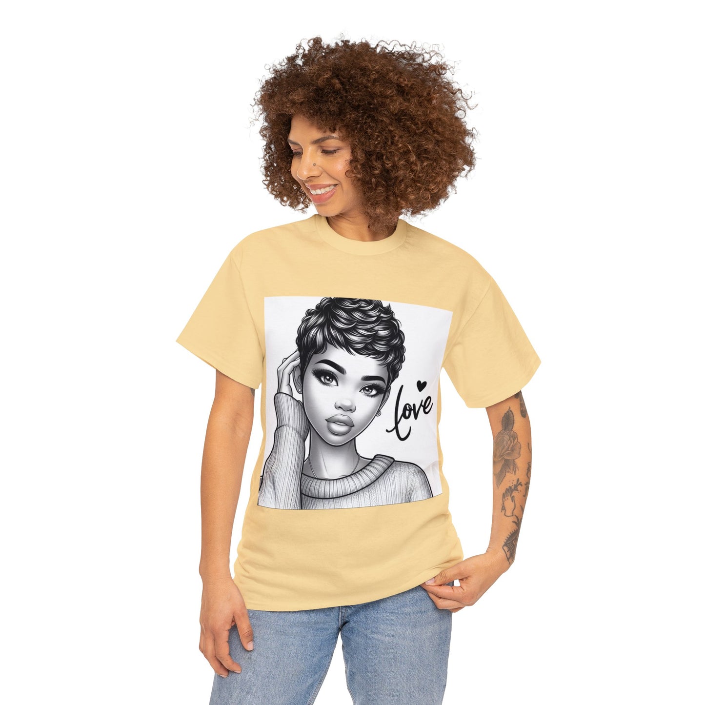 Love blk/wht Unisex Heavy Cotton Tee - T-Shirt