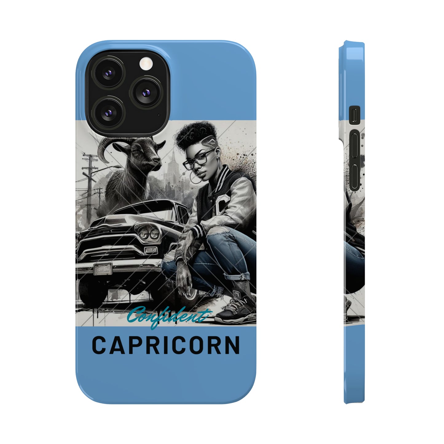 Capricorn Blue Slim Phone Cases - iPhone 13 Pro Max - Phone Case