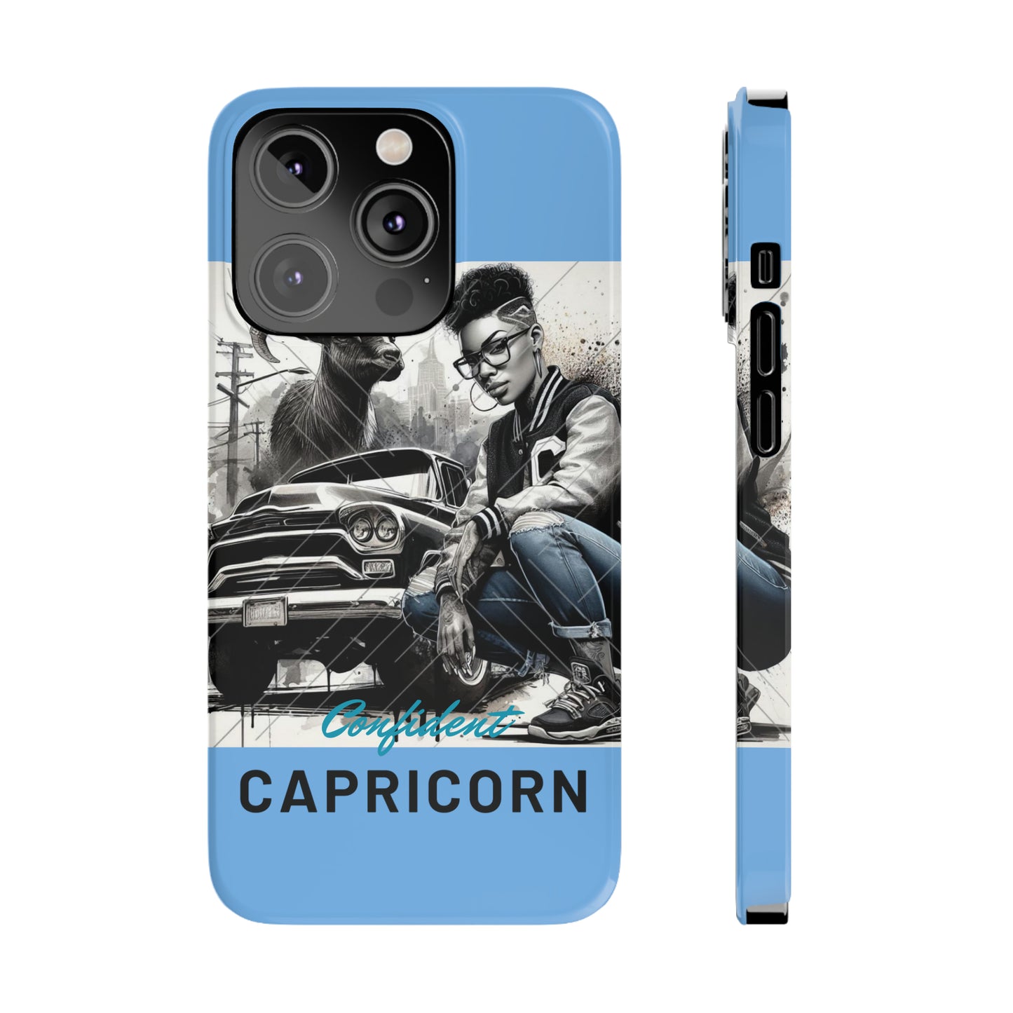 Capricorn Blue Slim Phone Cases - iPhone 14 Pro - Phone Case