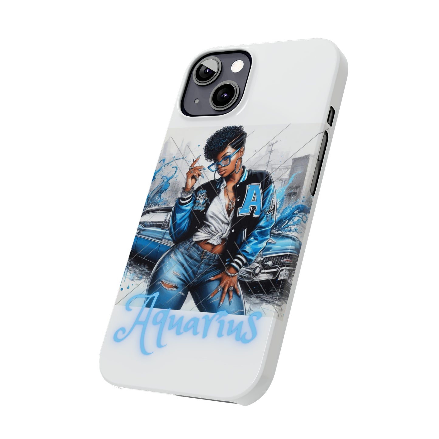 Aquarius white Slim Phone Cases - Phone Case