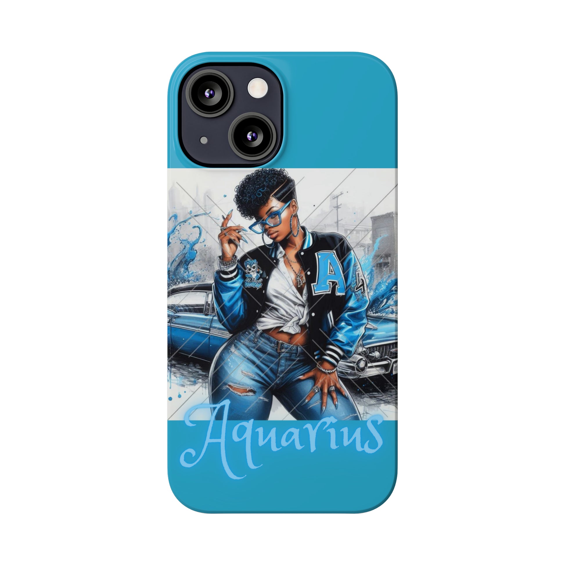 Aquarius Blue Slim Phone Cases - Phone Case