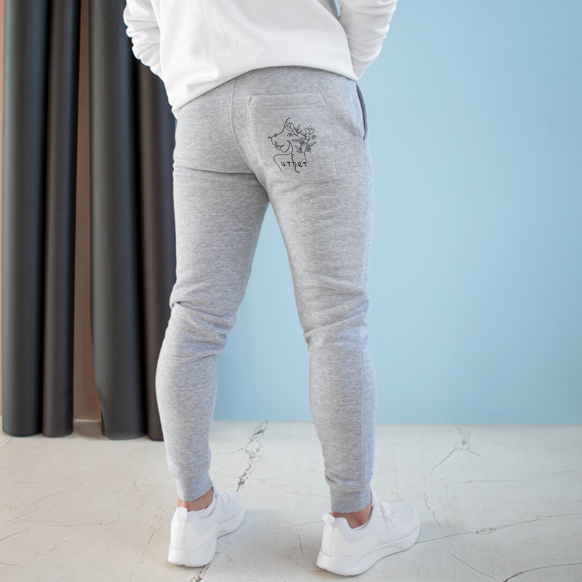 URHER blk Unisex Fleece Joggers - Heather Grey / M - Trousers